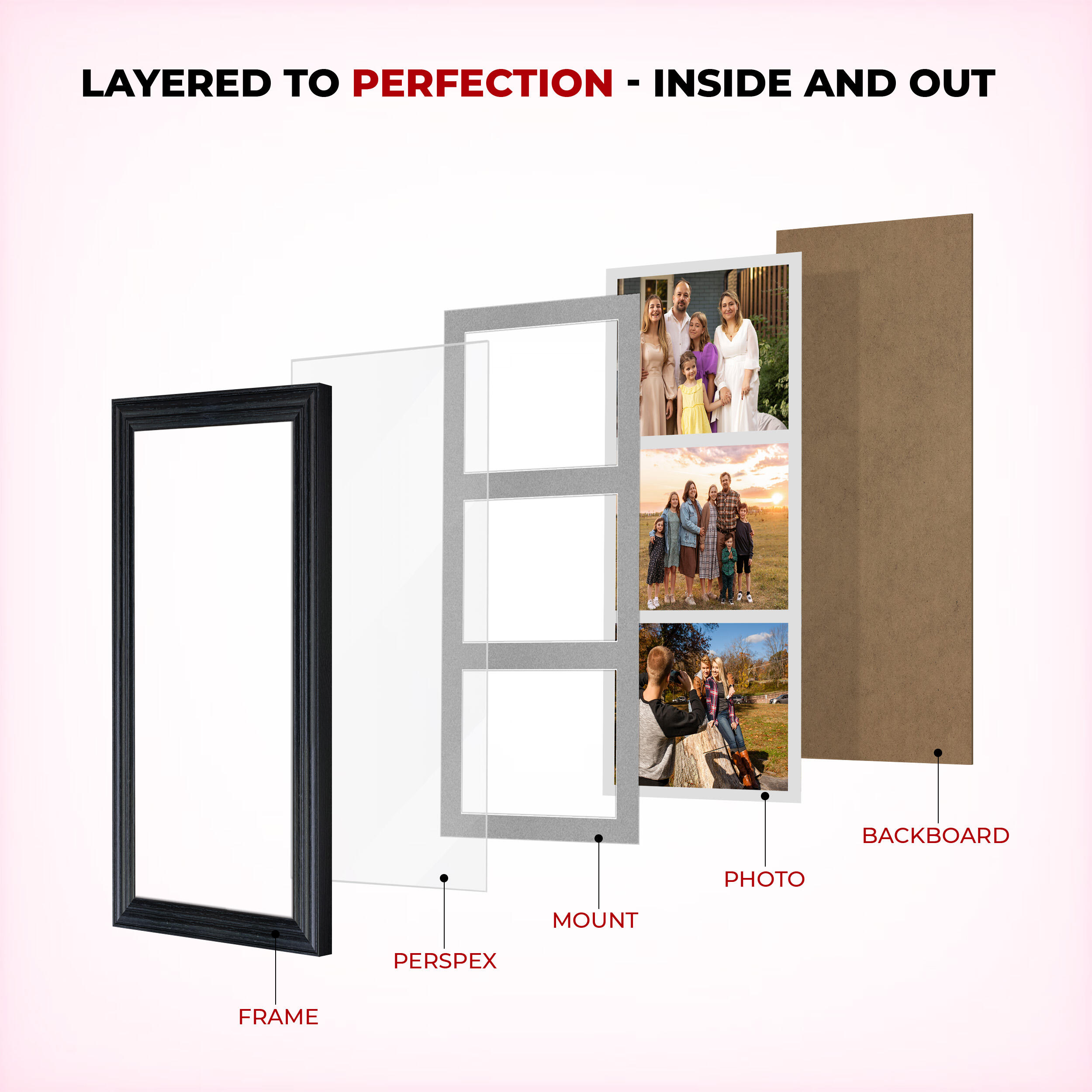 White Colour Multi Aperture Photo Frame 6X4 (x3) Pictures – Collage Wall Frame for Family Photos – 40x20cm Picture Frame Size