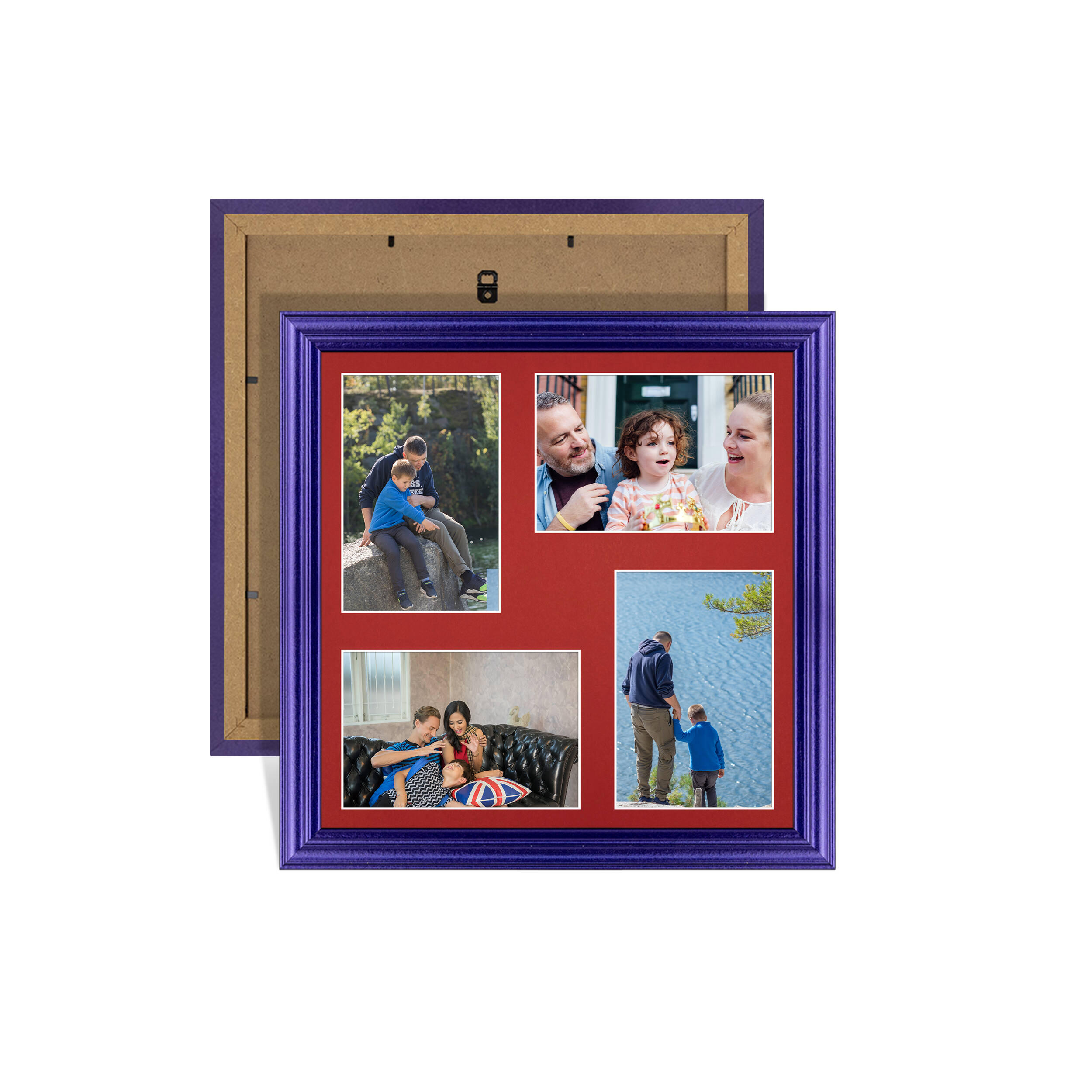 Purple Colour Multi Aperture Photo Frame 6X4 (x4) Pictures – Collage Wall Frame For Loved Ones Photos – 12x12 Frame Size