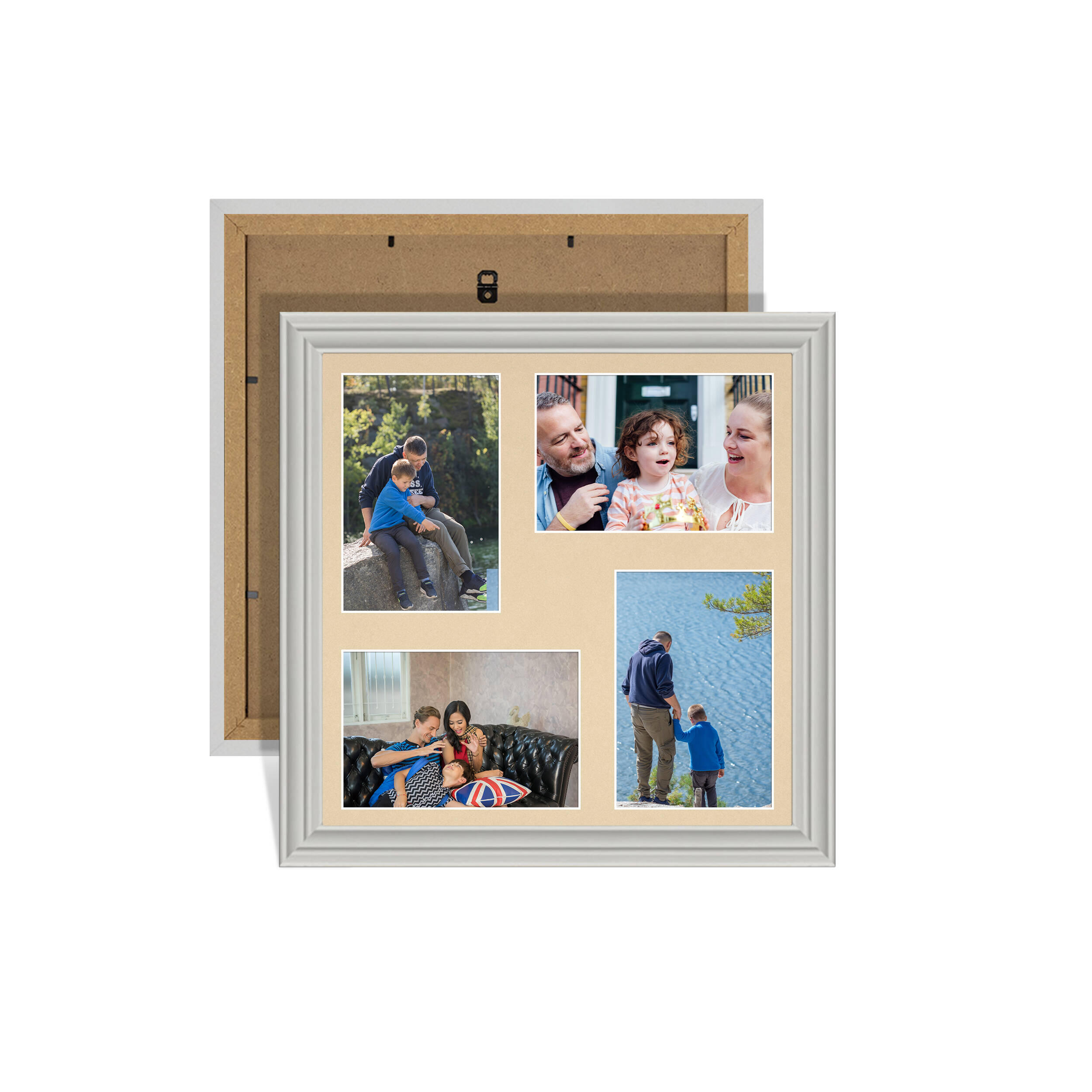 Light Grey Colour Multi Aperture Photo Frame 6X4 (x4) Pictures – Collage Wall Frame For Family Photos – 12x12 Picture Frame Size