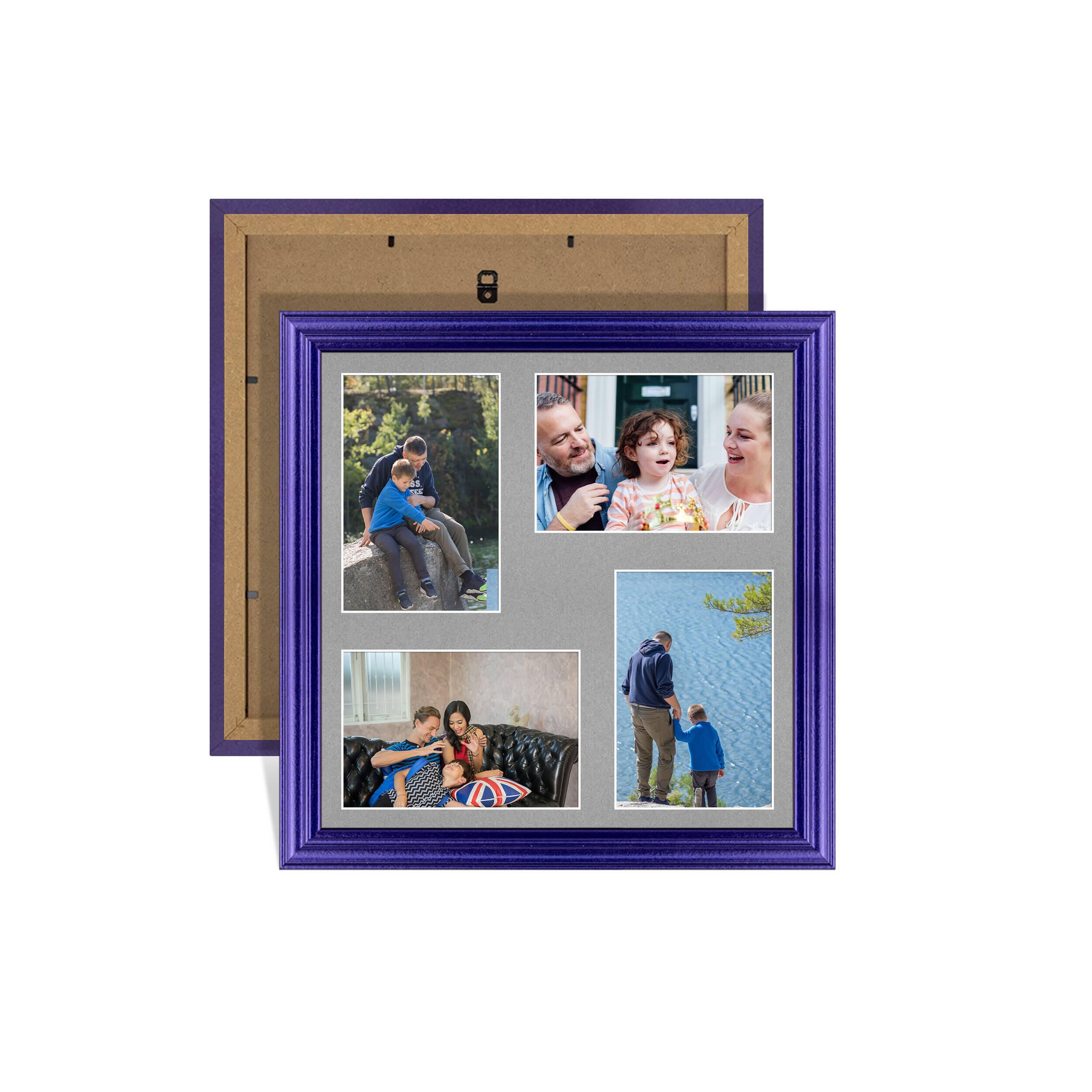 Purple Colour Multi Aperture Photo Frame 6X4 (x4) Pictures – Collage Wall Frame for Family Photos – 12x12 Picture Frame Size