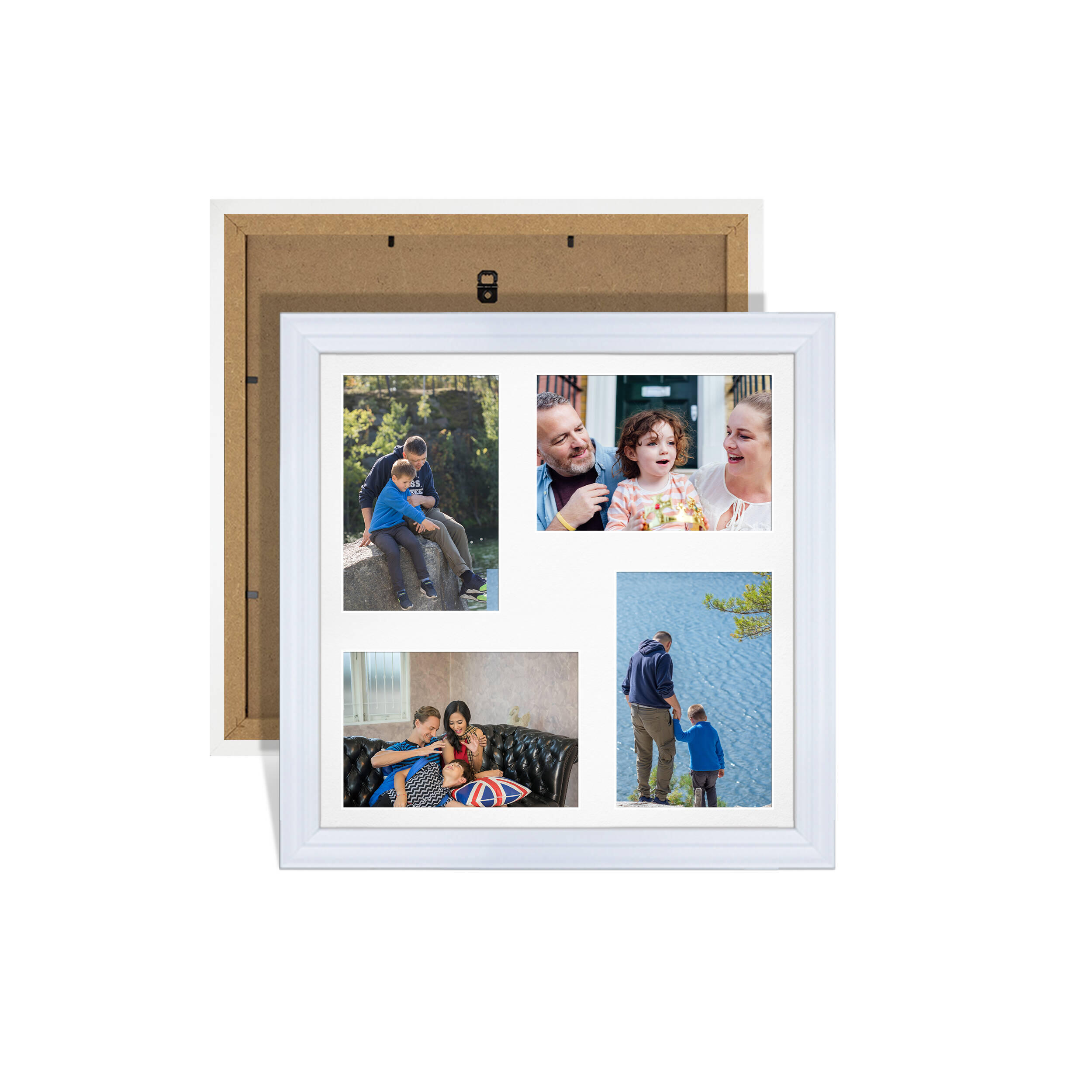 White Colour Multi Aperture Photo Frame 6X4 (x4) Pictures – Collage Wall Frame For Family Photos – 12x12 Picture Frame Size