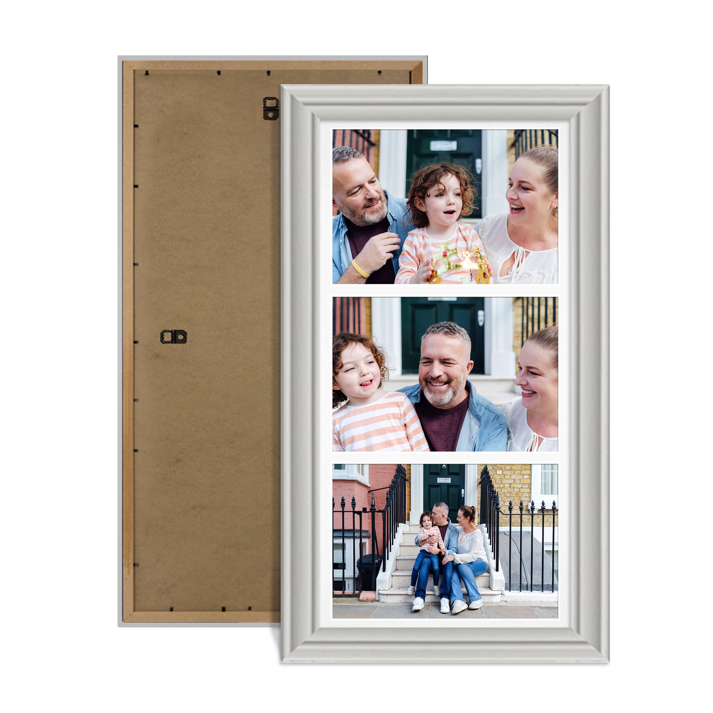 Light Grey Colour Multi Aperture Photo Frame 7X5 (x3) Pictures – Collage Wall Frame For Loved Ones Photos – 16x8 Frame Size