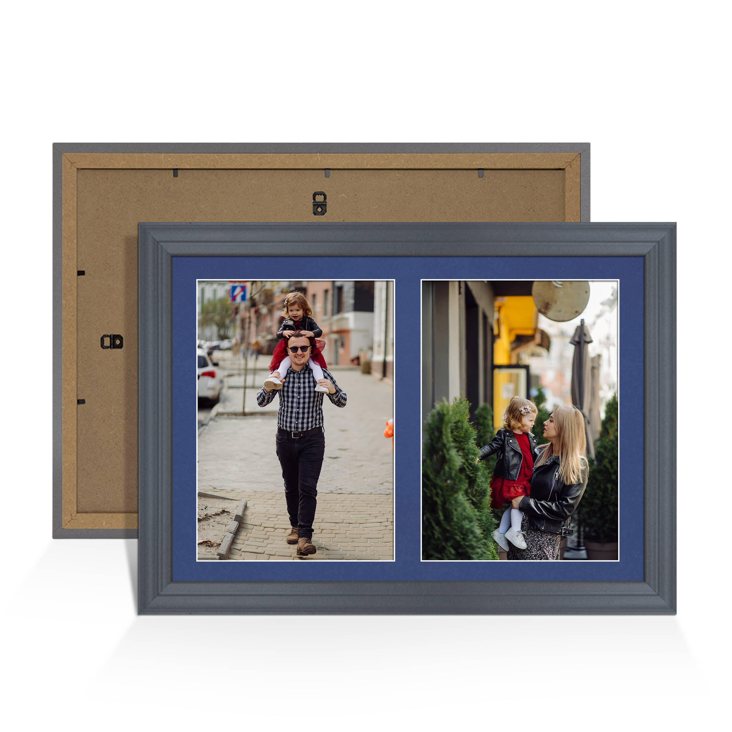Dark Grey Colour Multi Aperture Photo Frame A4 (x2) Pictures – Collage Wall Frame for Family Photos – 20x14 Picture Frame Size