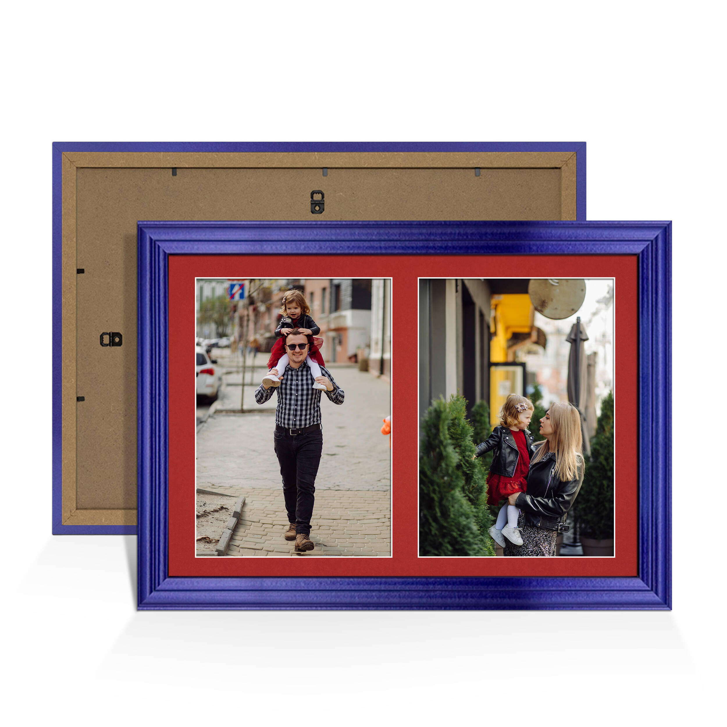 Purple Colour Multi Aperture Photo Frame A4 (x2) Pictures – Collage Wall Frame for Family Photos – 20x14 Picture Frame Size