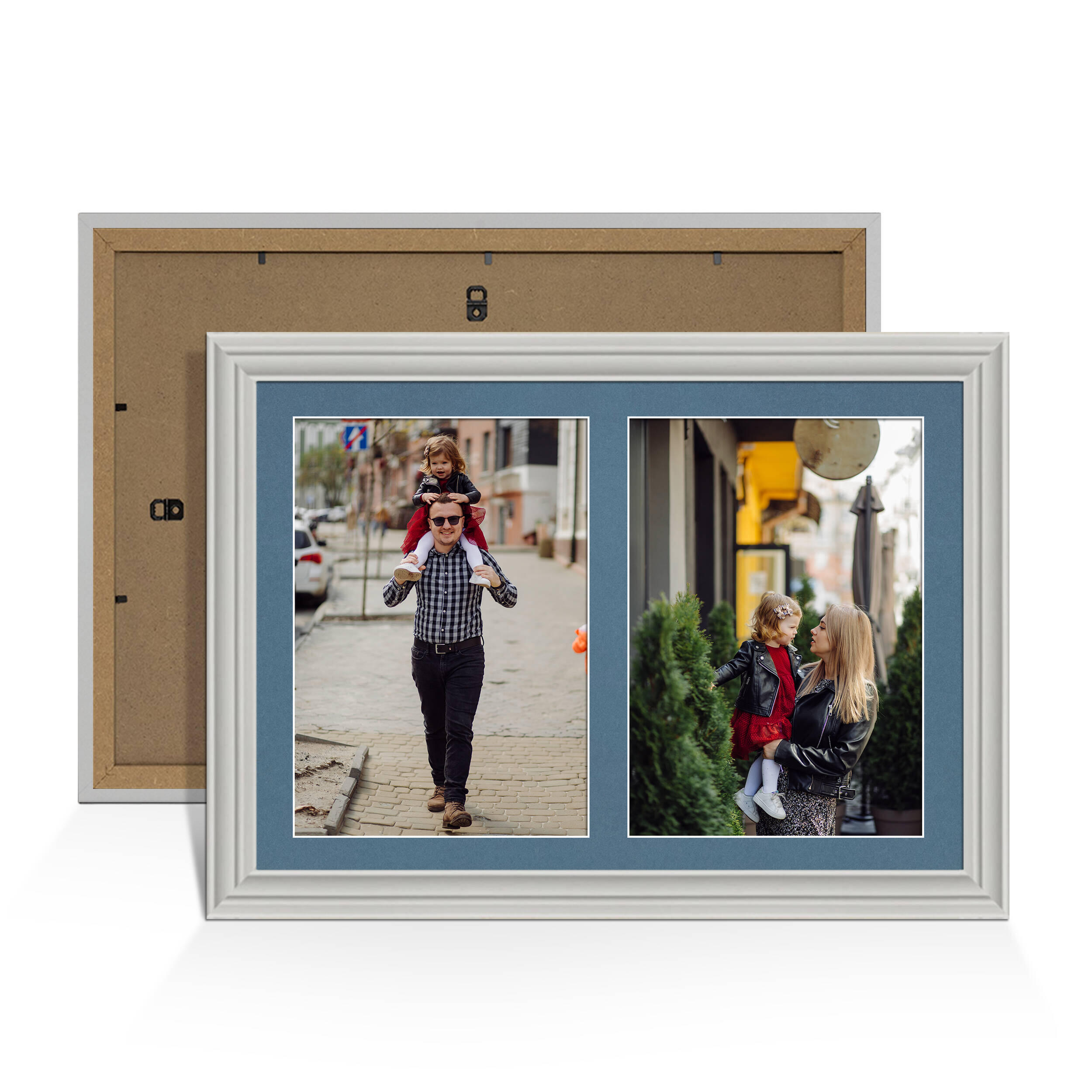 Light Grey Colour Multi Aperture Photo Frame A4 (x2) Pictures – Collage Wall Frame for Family Photos – 20x14 Picture Frame Size