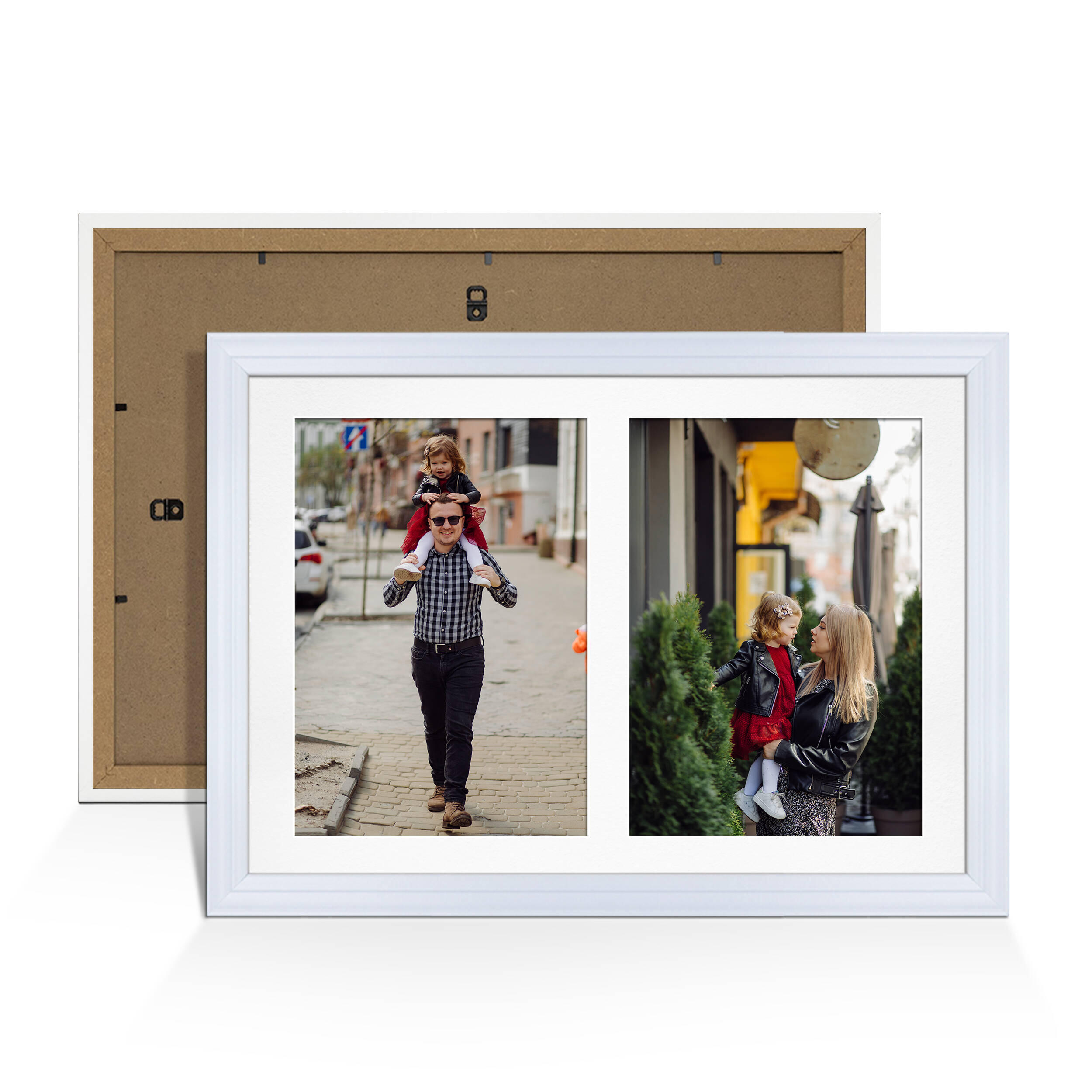 White Colour Multi Aperture Photo Frame A4 (x2) Pictures – Collage Wall Frame For Family Photos – 20x14 Picture Frame Size