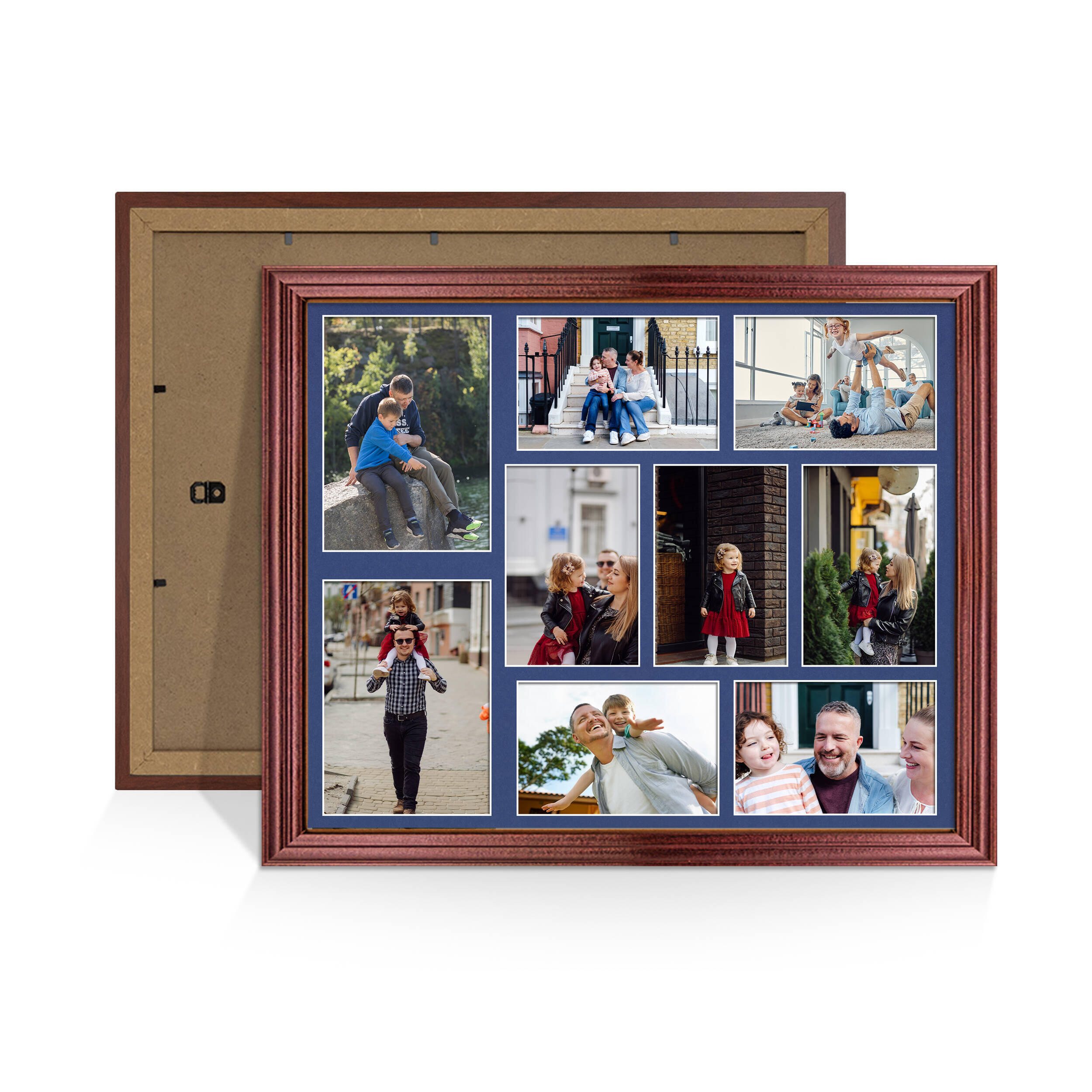 Rose Wood Colour Multi Aperture Photo Frame 7X5 (x2) and 6X4 (x7) Pictures – Collage Wall Frame for Family Photos – 20x16 Picture Frame Size