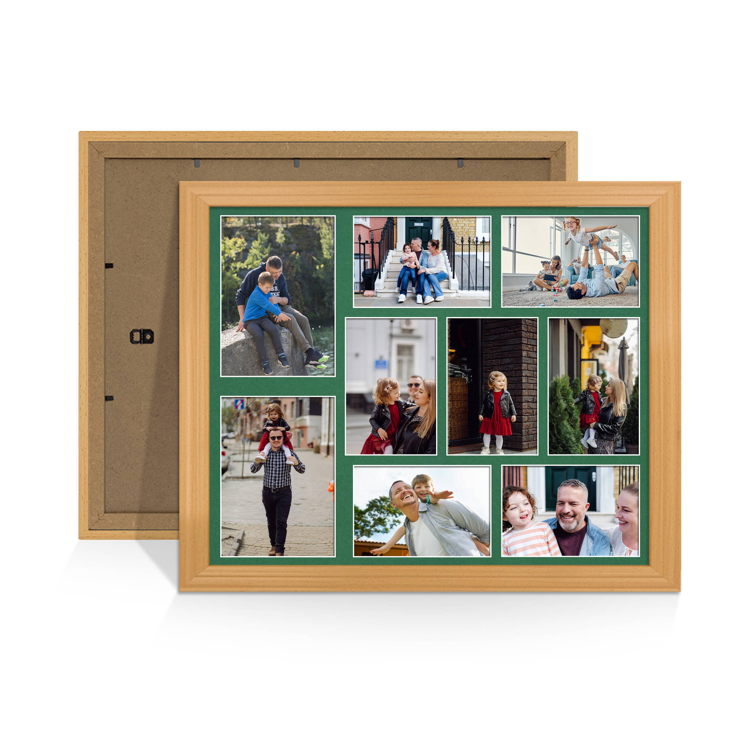 Country Pine Colour Multi Aperture Photo Frame 7X5 (x2) and 6X4 (x7) Pictures – Collage Wall Frame for Family Photos – 20x16 Picture Frame Size