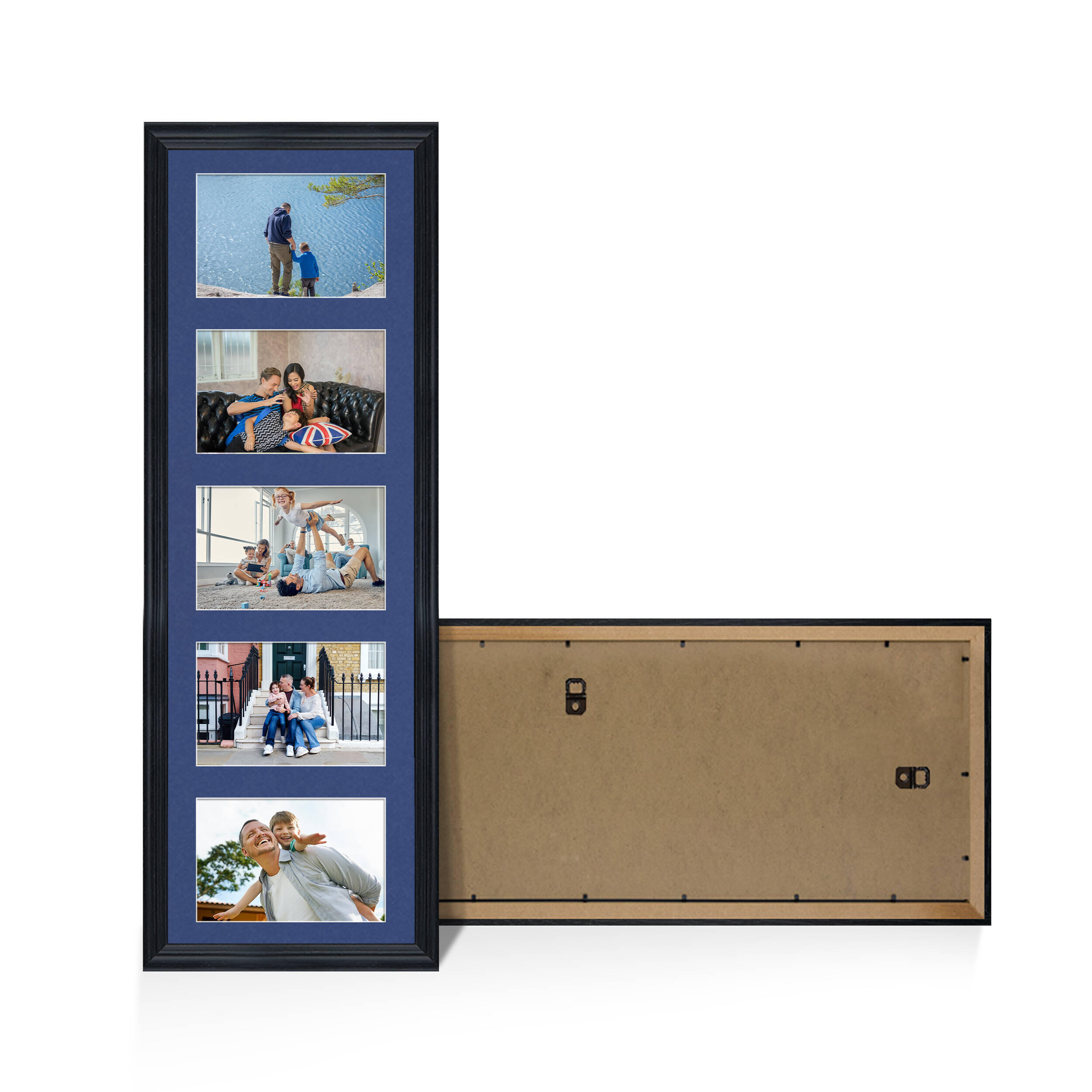 Black Colour Multi Aperture Photo Frame 6X4 (x5) Pictures – Collage Wall Frame For Family Photos – 26x8 Picture Frame Size