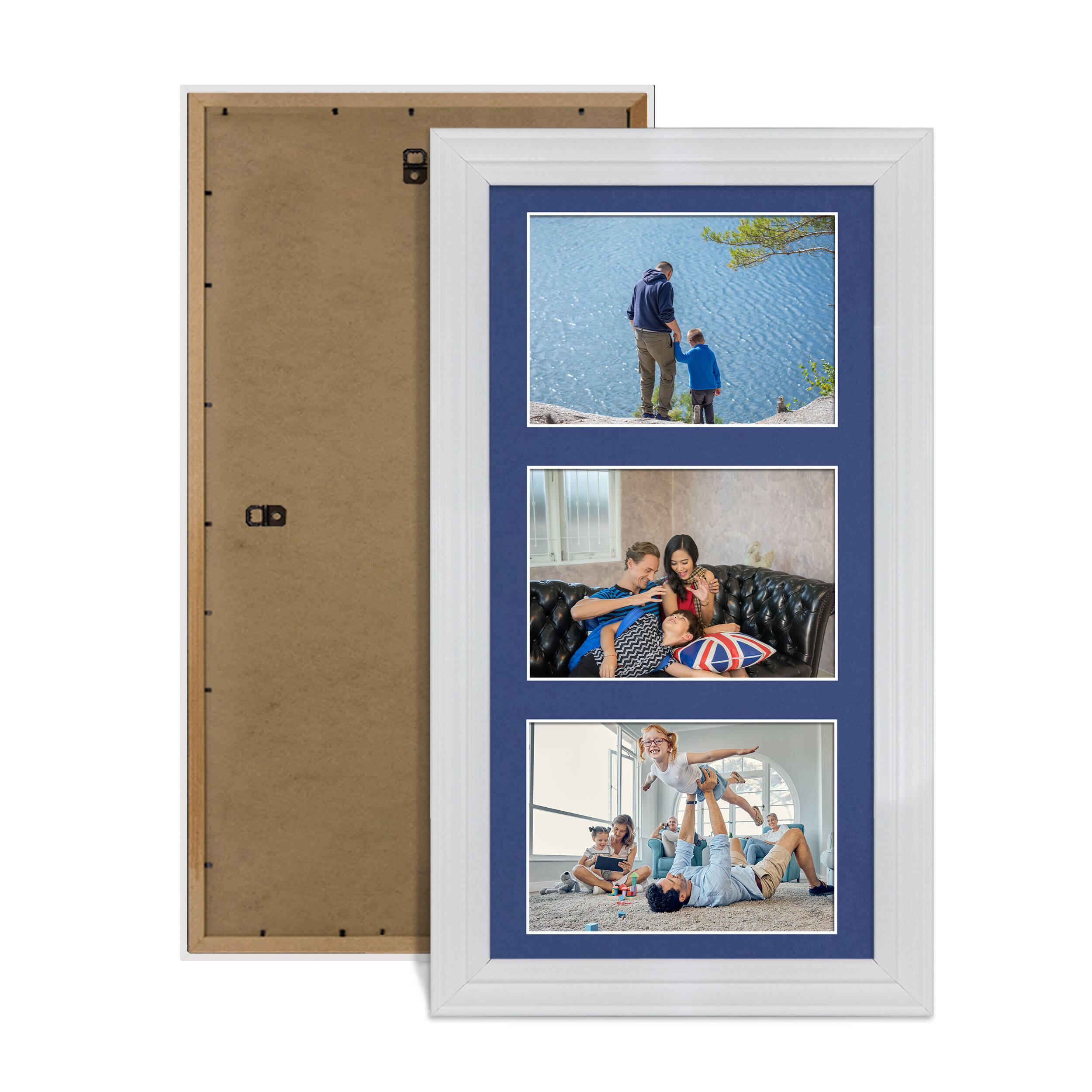 White Colour Multi Aperture Photo Frame 6X4 (x3) Pictures – Collage Wall Frame for Family Photos – 40x20cm Picture Frame Size