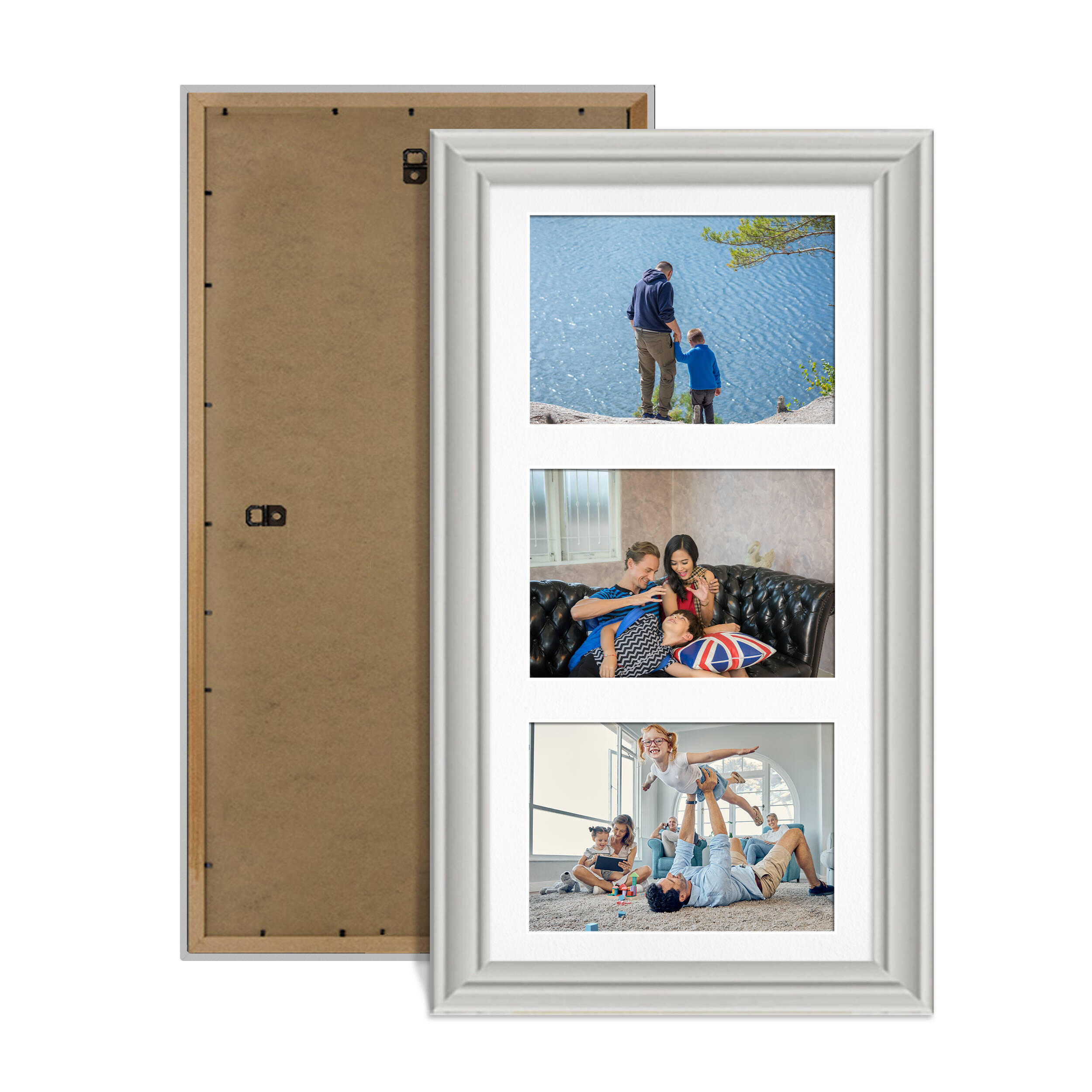 Light Grey Colour Multi Aperture Photo Frame 6X4 (x3) Pictures – Collage Wall Frame for Family Photos – 40x20cm Picture Frame Size