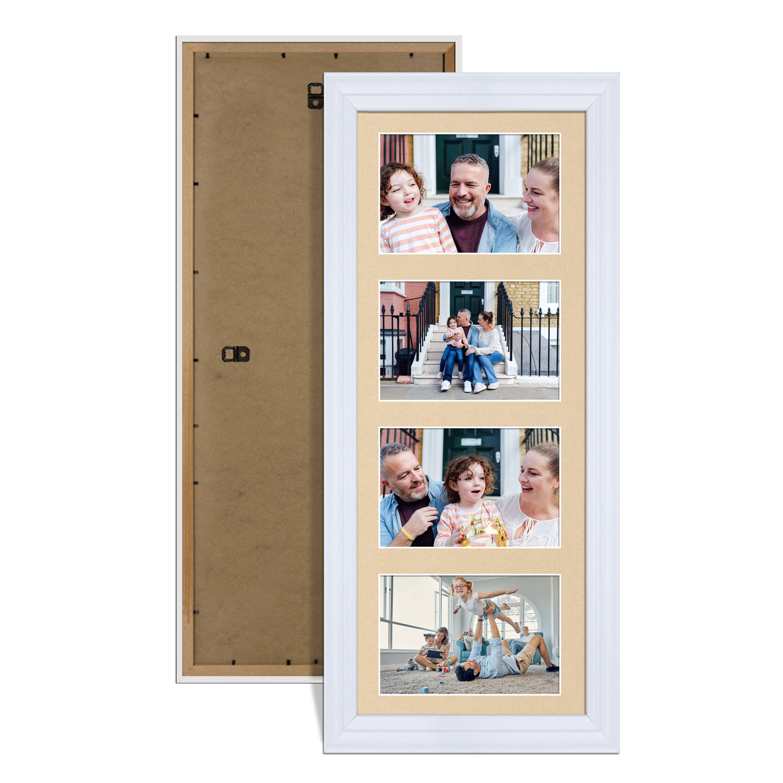White Colour Multi Aperture Photo Frame 6X4 (x4) Pictures – Collage Wall Frame For Family Photos – 50x20cm Picture Frame Size