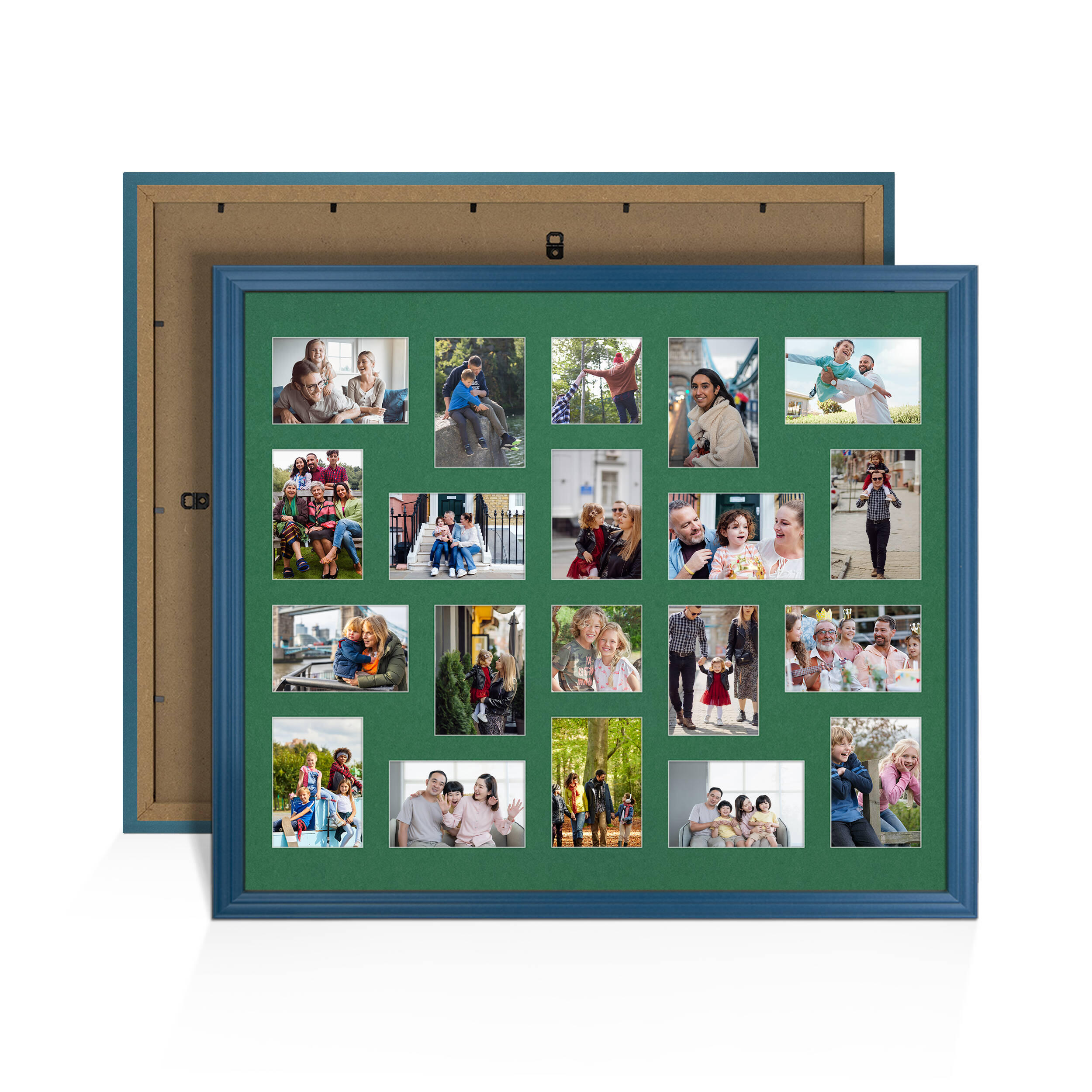 Navy Blue Colour Multi Aperture Photo Frame 6X4 (x18) and 4X4 (x2) Pictures – Collage Wall Frame For Family Photos – 80x70cm Picture Frame Size