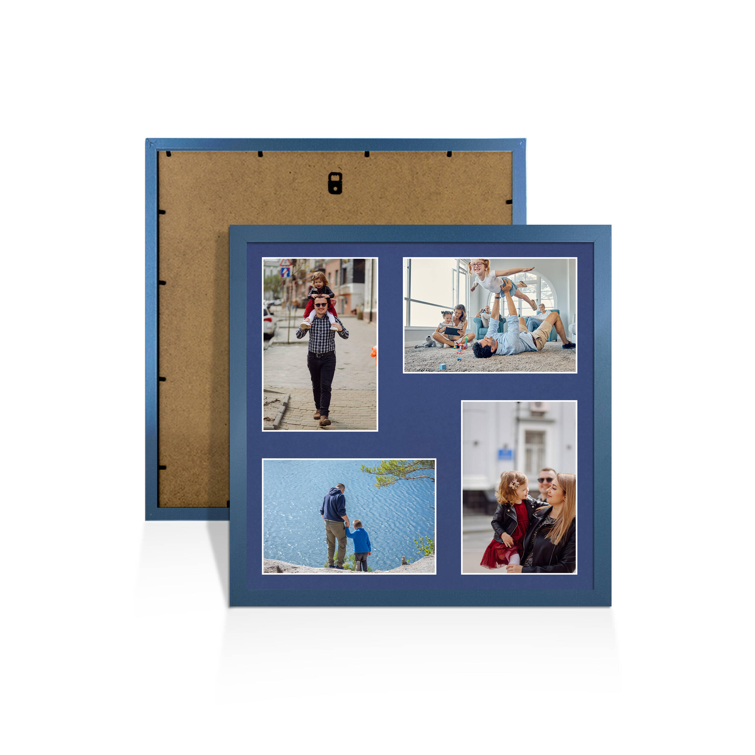 Navy Blue Colour Multi Aperture Photo Frame 6X4 (x4) Pictures – Collage Wall Frame For Family Photos – 12x12 Picture Frame Size