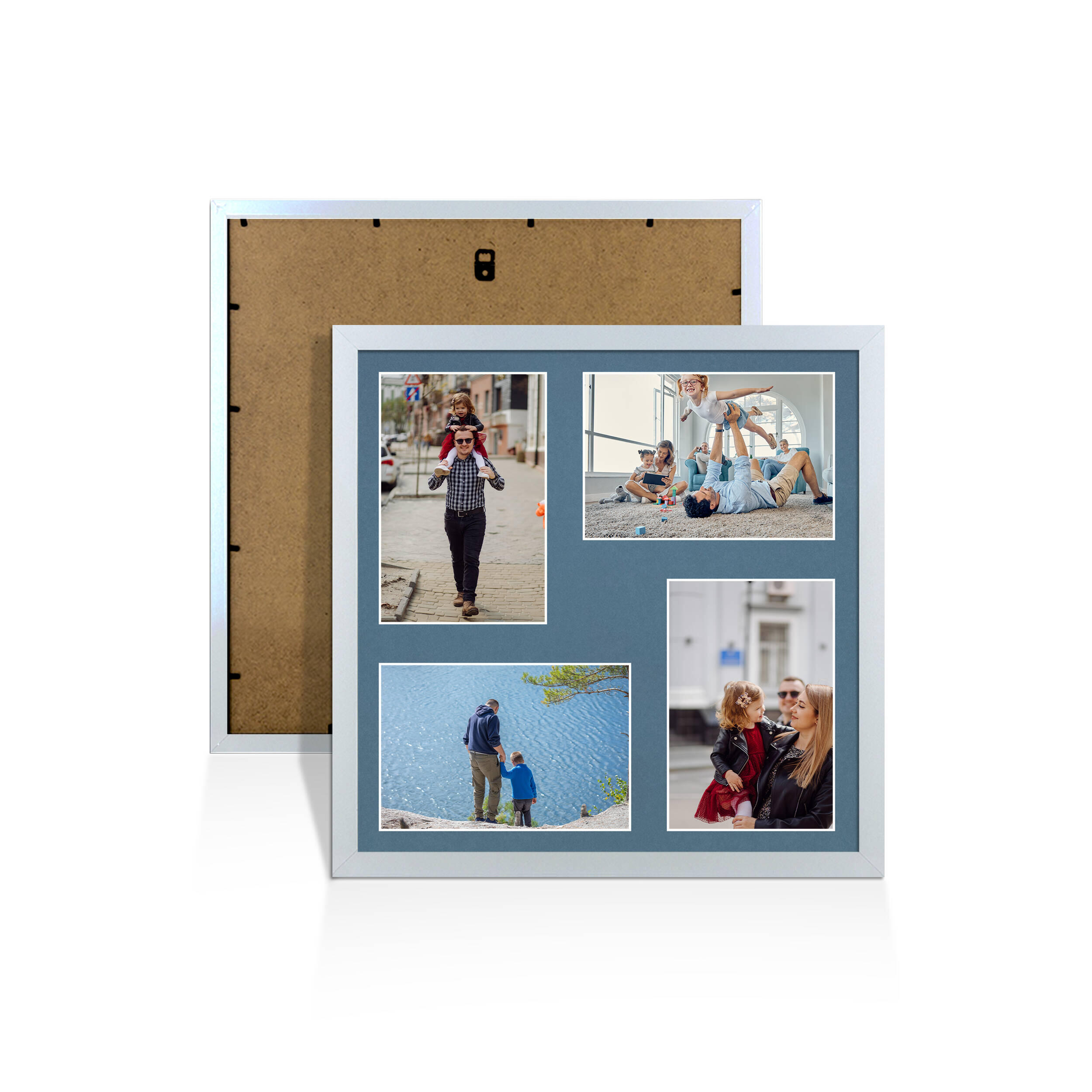 Silver Colour Multi Aperture Photo Frame 6X4 (x4) Pictures – Collage Wall Frame For Loved Ones Photos – 12x12 Frame Size