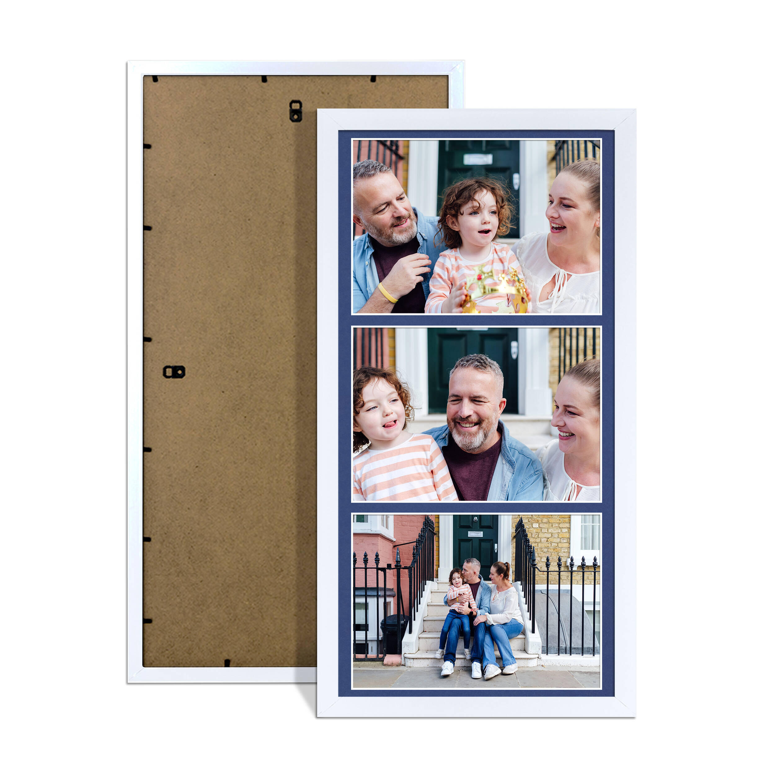 White Colour Multi Aperture Photo Frame 7X5 (x3) Pictures – Collage Wall Frame For Family Photos – 16x8 Picture Frame Size