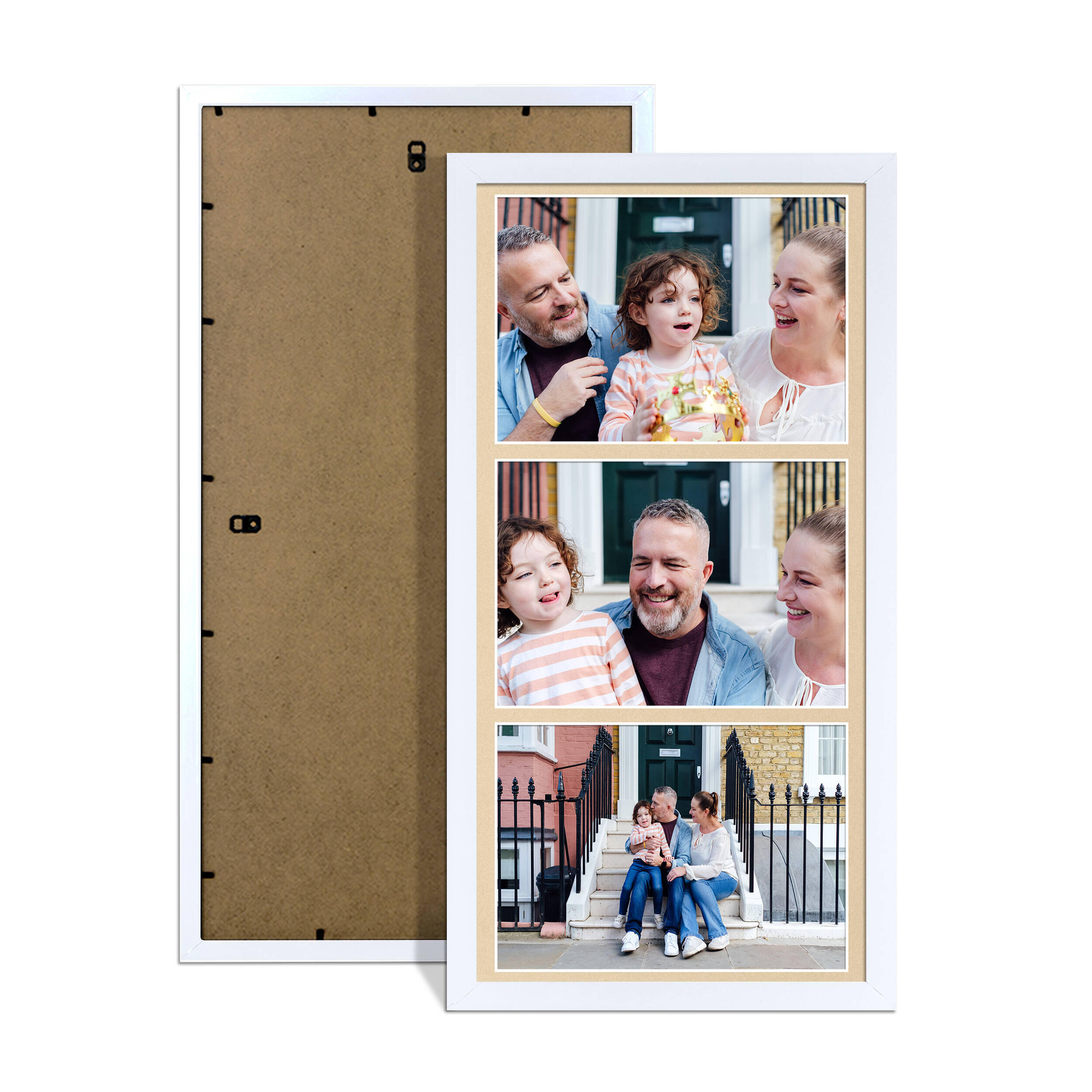 White Colour Multi Aperture Photo Frame 7X5 (x3) Pictures – Collage Wall Frame For Loved Ones Photos – 16x8 Frame Size