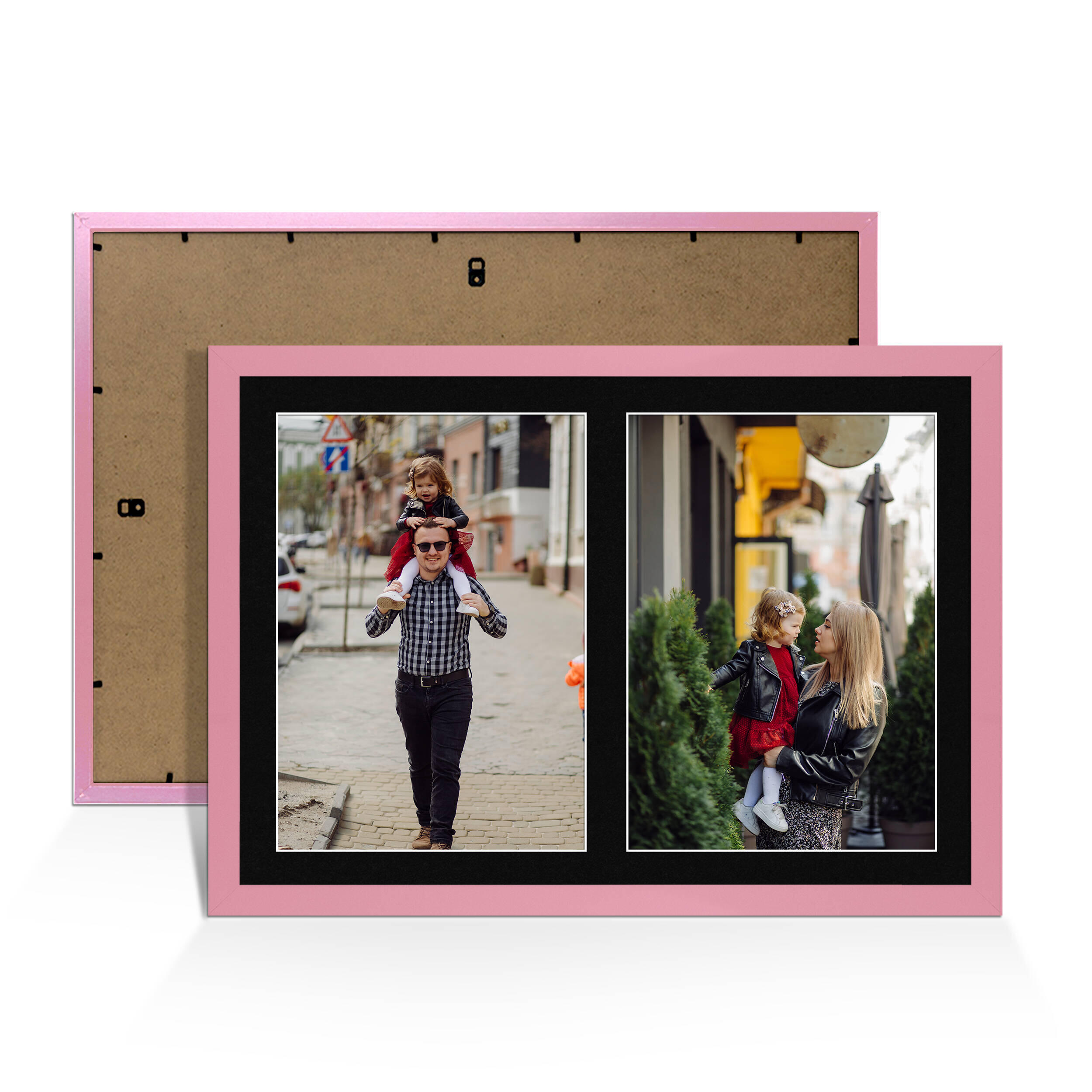 Pastel Pink Colour Multi Aperture Photo Frame A4 (x2) Pictures – Collage Wall Frame For Family Photos – 20x14 Picture Frame Size