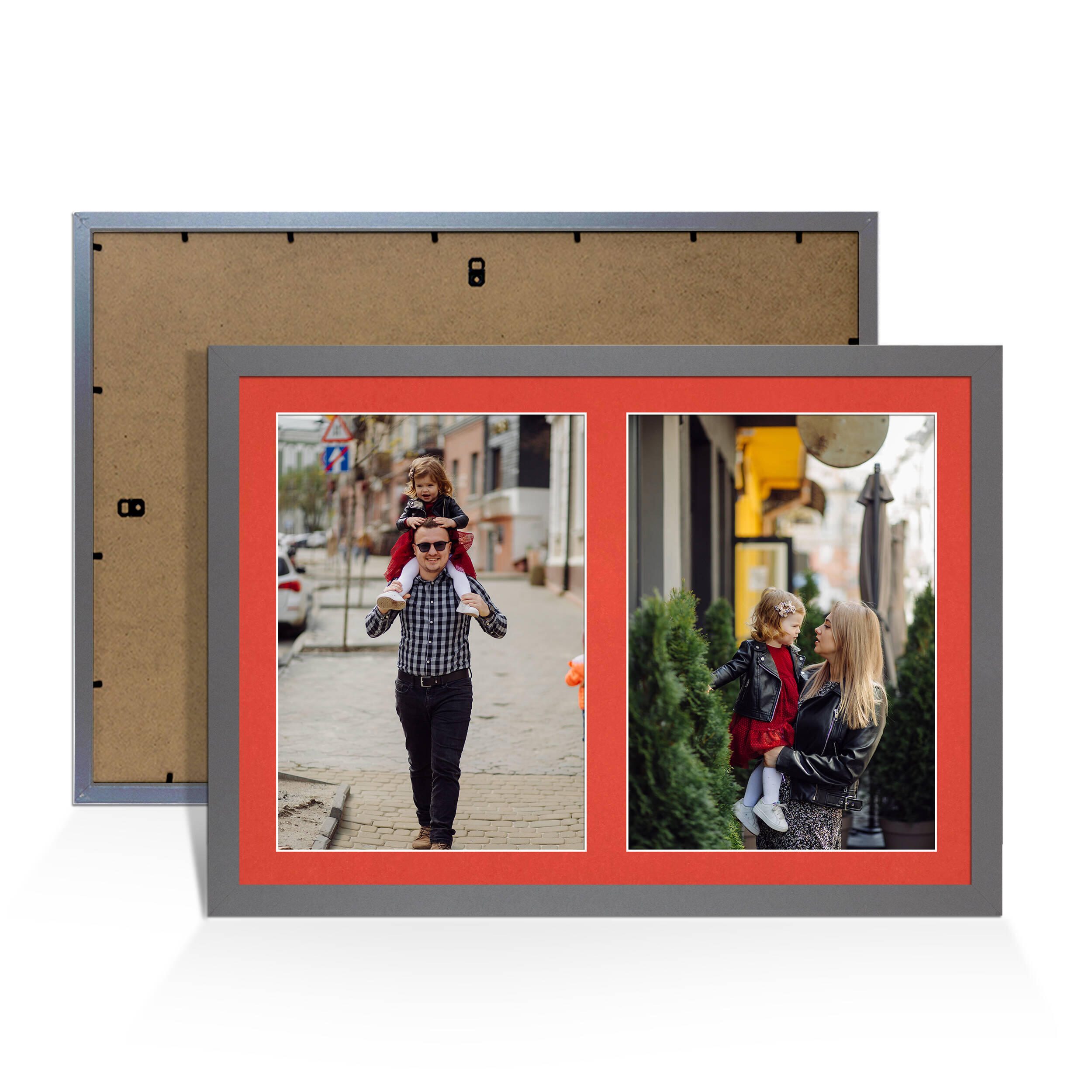 Dark Grey Colour Multi Aperture Photo Frame A4 (x2) Pictures – Collage Wall Frame For Family Photos – 20x14 Picture Frame Size