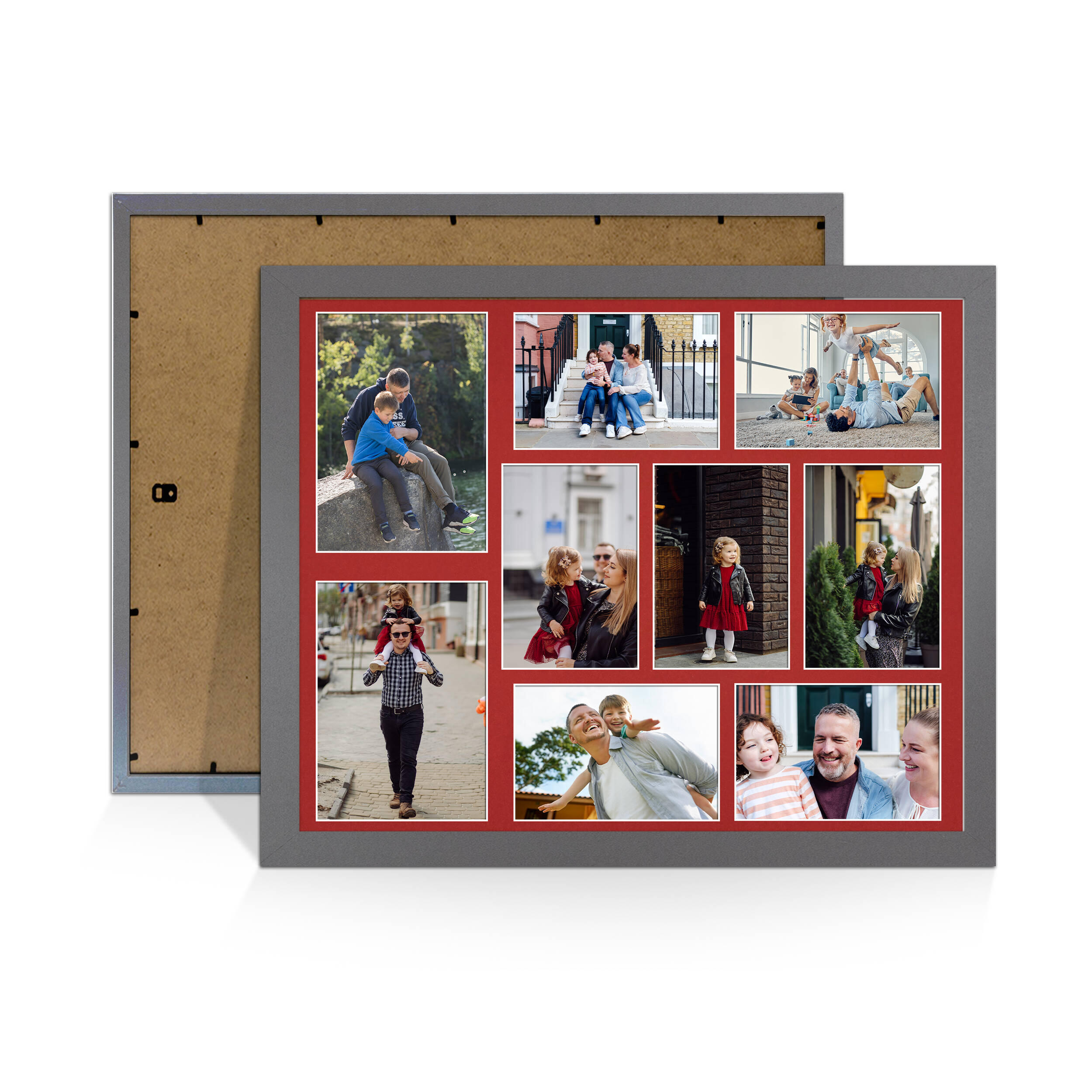 Dark Grey Colour Multi Aperture Photo Frame 7X5 (x2) and 6X4 (x7) Pictures – Collage Wall Frame For Loved Ones Photos – 20x16 Frame Size