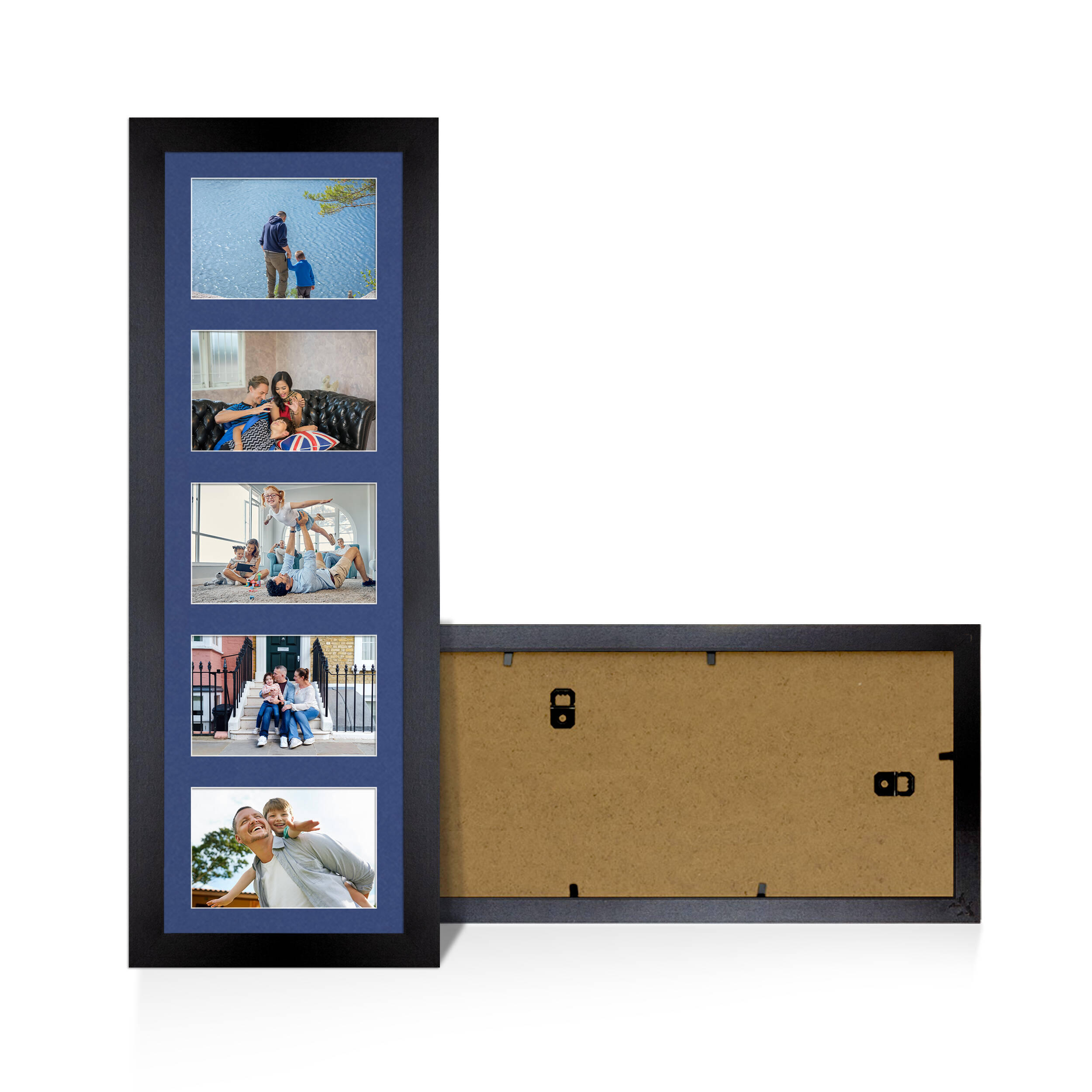 Black Colour Multi Aperture Photo Frame 6X4 (x5) Pictures – Collage Wall Frame for Family Photos – 26x8 Picture Frame Size