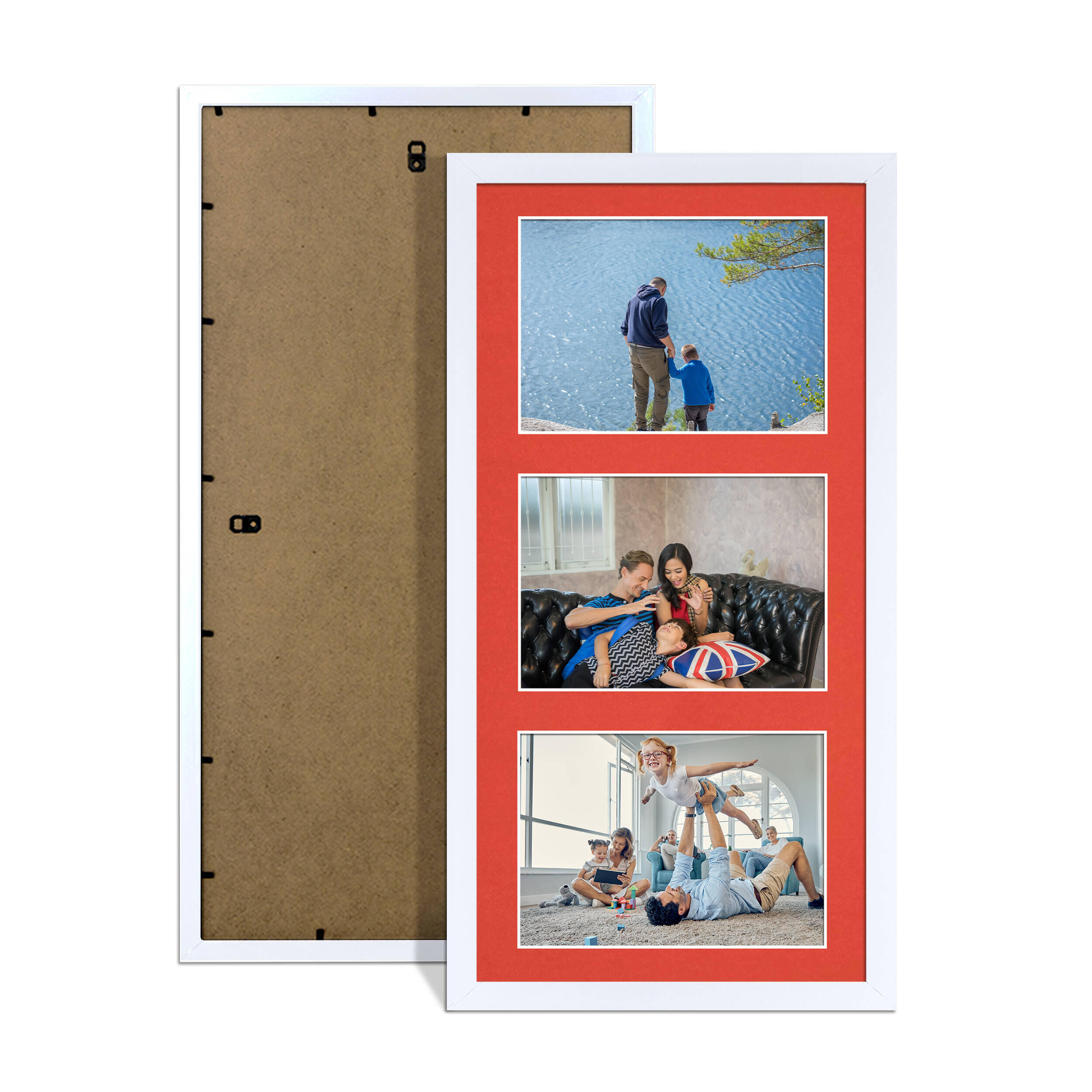 White Colour Multi Aperture Photo Frame 6X4 (x3) Pictures – Collage Wall Frame For Family Photos – 40x20cm Picture Frame Size