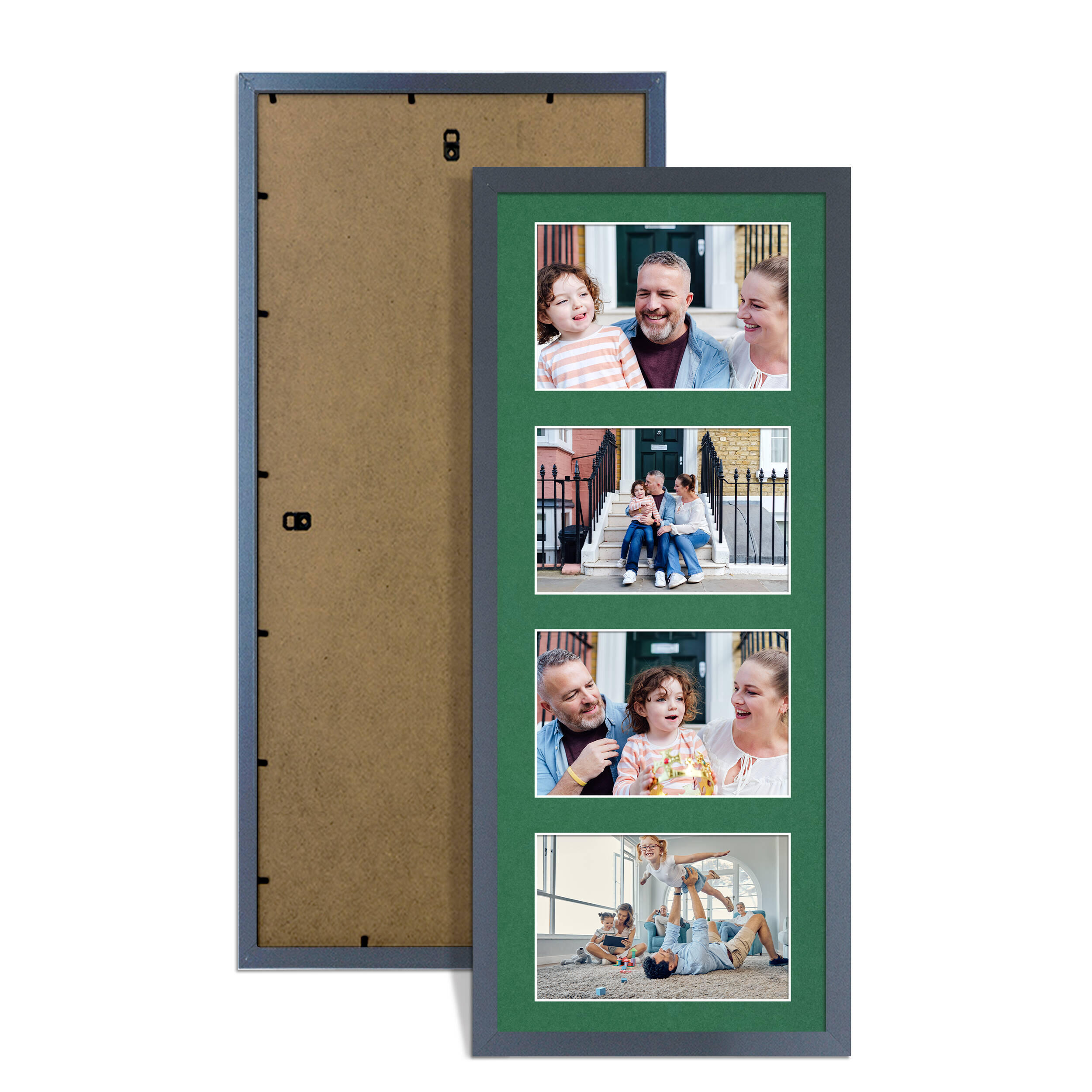 Dark Grey Colour Multi Aperture Photo Frame 6X4 (x4) Pictures – Collage Wall Frame For Family Photos – 50x20cm Picture Frame Size