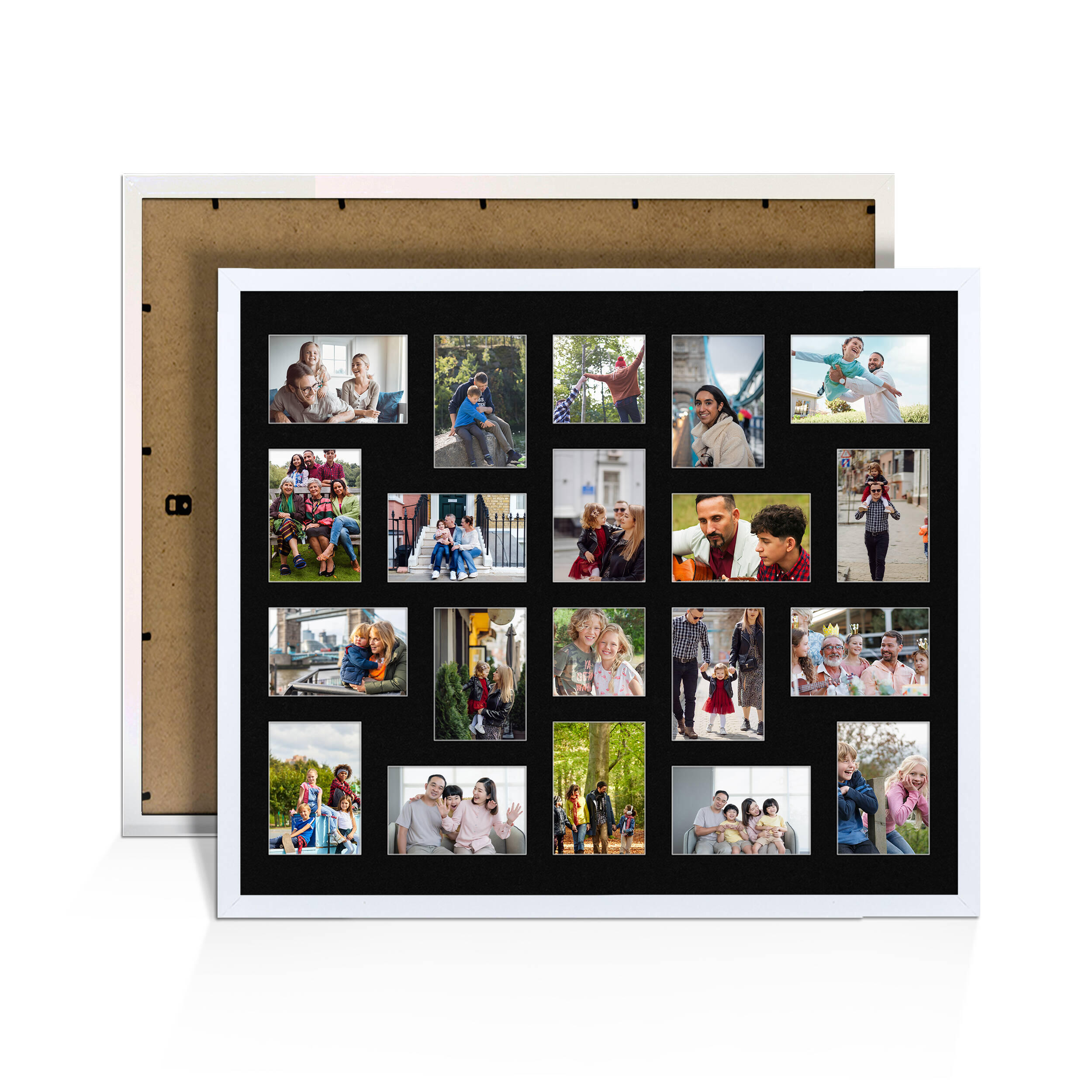 White Colour Multi Aperture Photo Frame 6X4 (x18) and 4X4 (x2) Pictures – Collage Wall Frame for Family Photos – 80x70cm Picture Frame Size