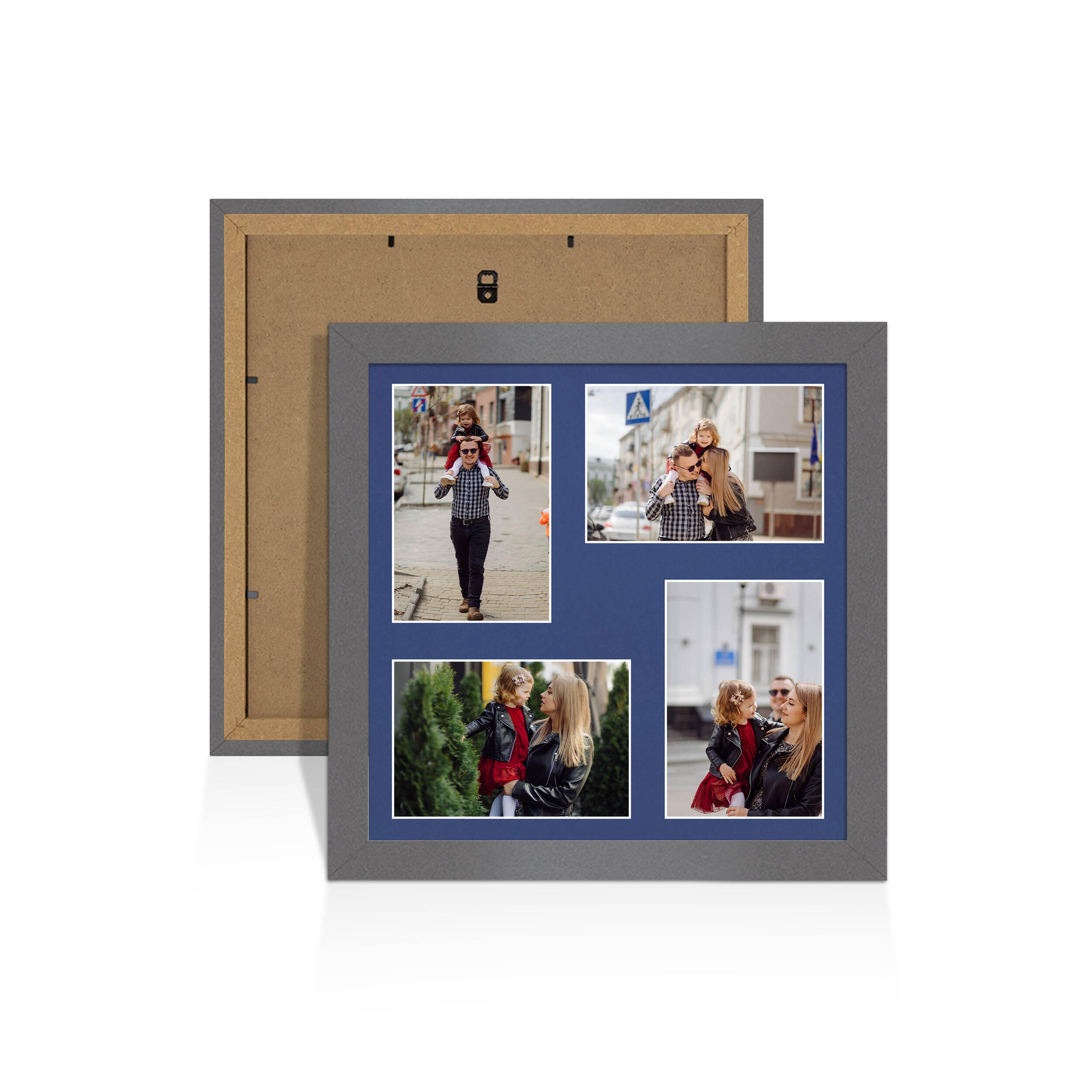 Dark Grey Colour Multi Aperture Photo Frame 6X4 (x4) Pictures – Collage Wall Frame For Loved Ones Photos – 12x12 Frame Size