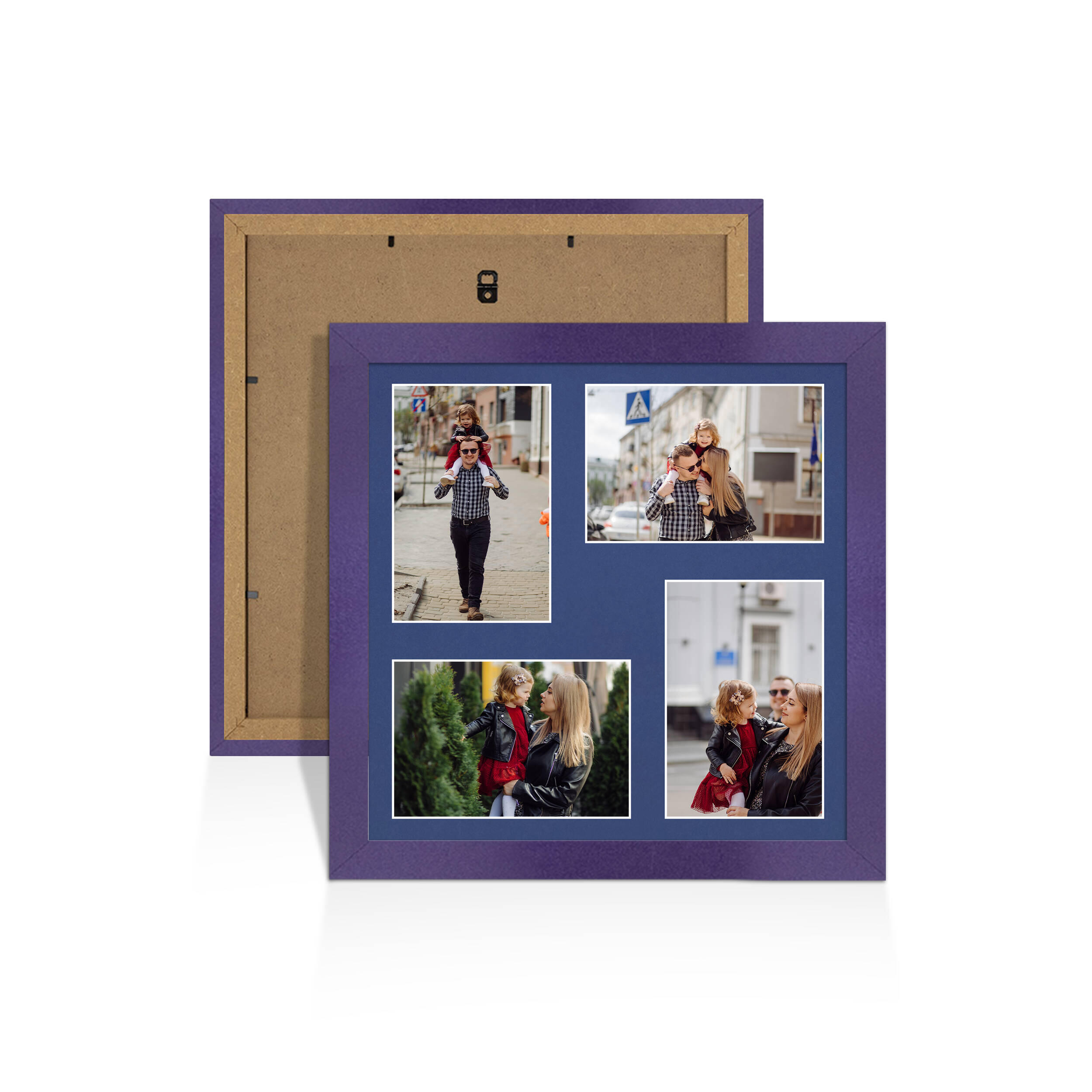 Purple Colour Multi Aperture Photo Frame 6X4 (x4) Pictures – Collage Wall Frame For Family Photos – 12x12 Picture Frame Size