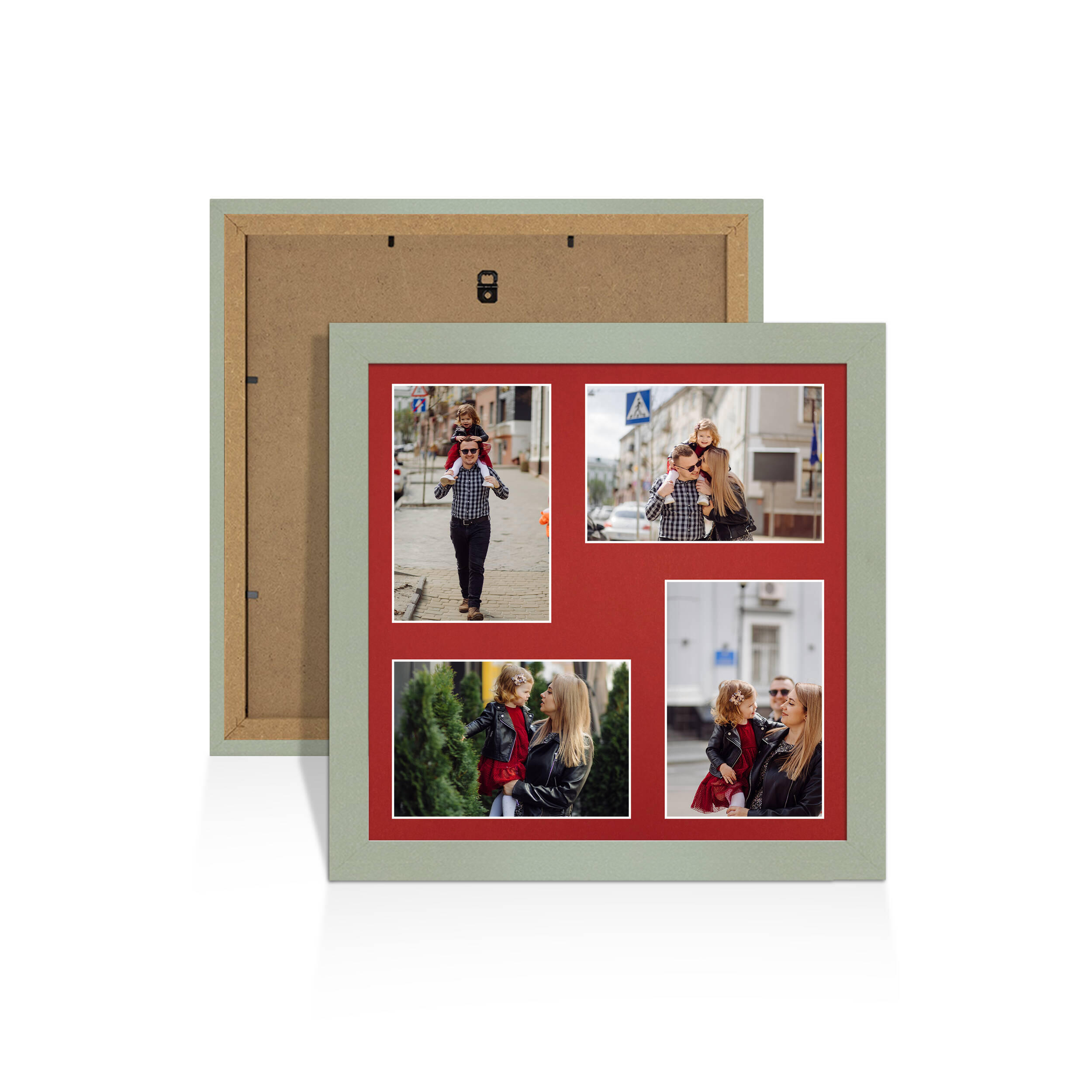 Green Colour Multi Aperture Photo Frame 6X4 (x4) Pictures – Collage Wall Frame For Family Photos – 12x12 Picture Frame Size