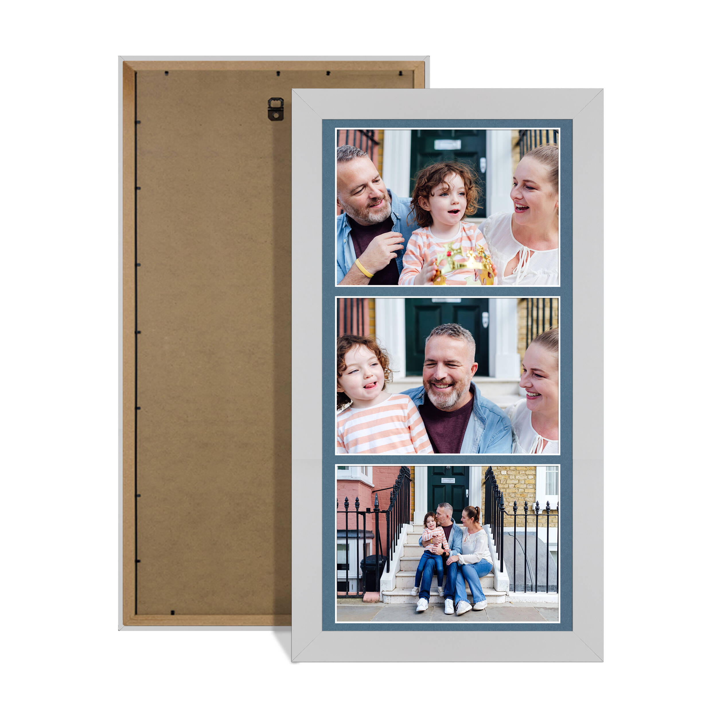 Silver Colour Multi Aperture Photo Frame 7X5 (x3) Pictures – Collage Wall Frame For Loved Ones Photos – 16x8 Frame Size