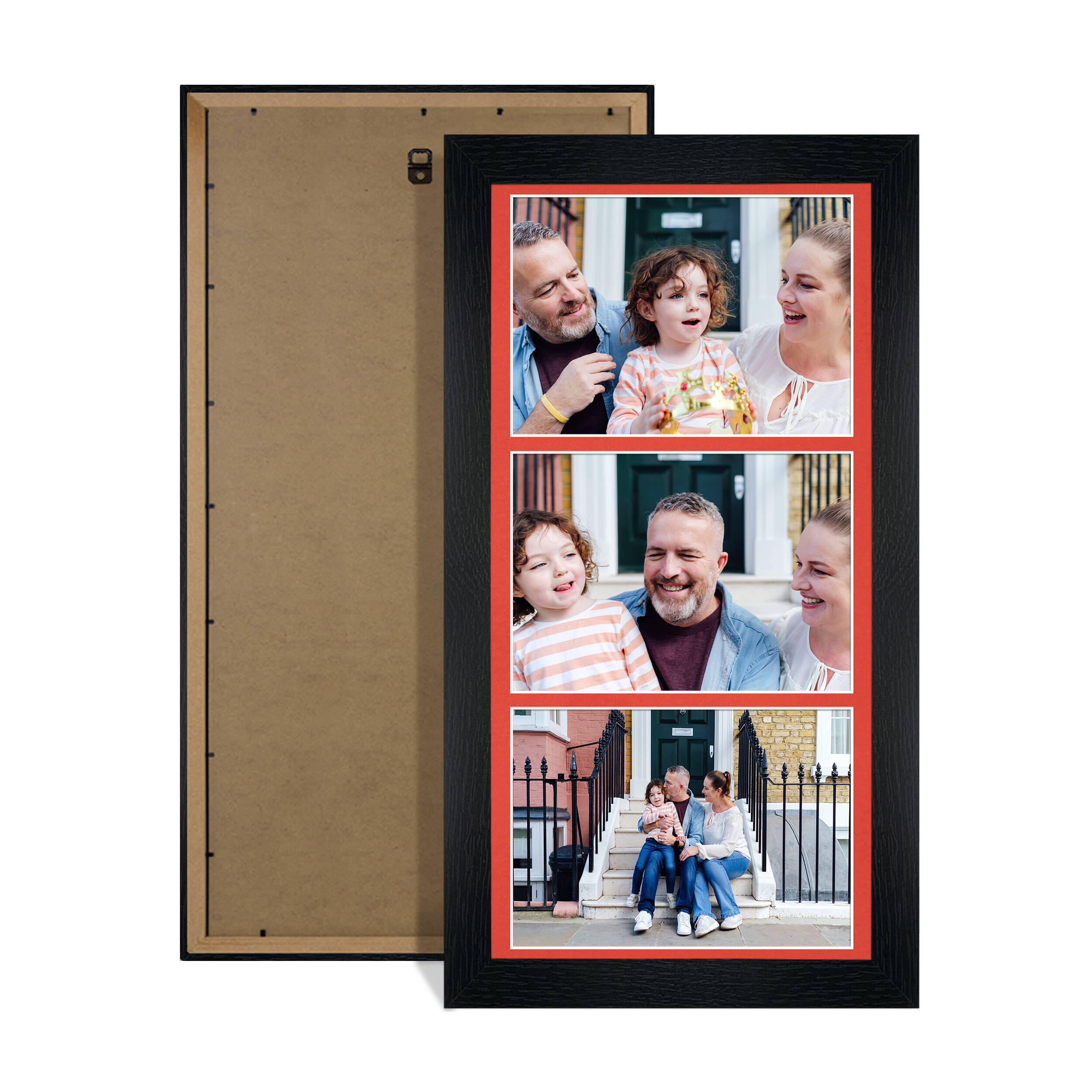 Black Colour Multi Aperture Photo Frame 7X5 (x3) Pictures – Collage Wall Frame For Family Photos – 16x8 Picture Frame Size