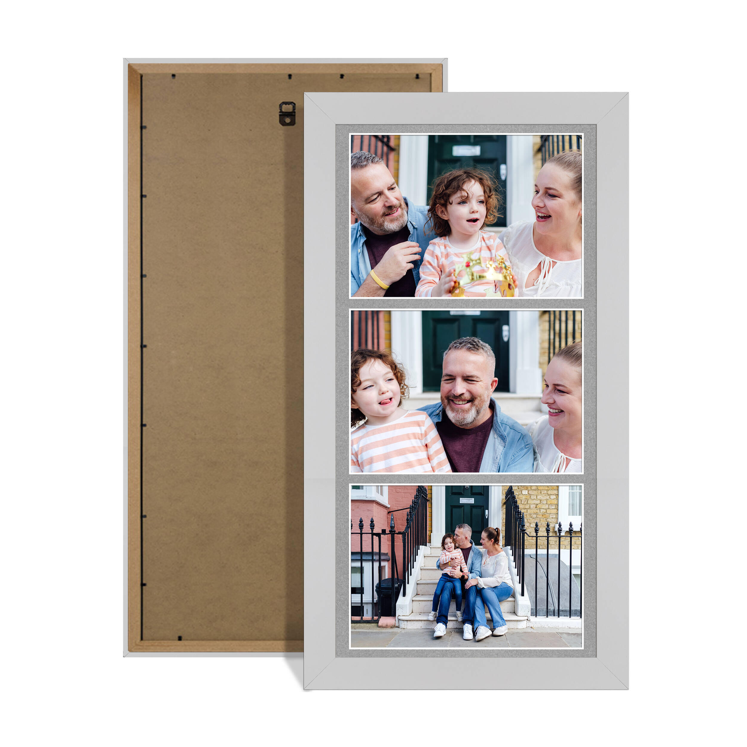 White Colour Multi Aperture Photo Frame 7X5 (x3) Pictures – Collage Wall Frame for Family Photos – 16x8 Picture Frame Size
