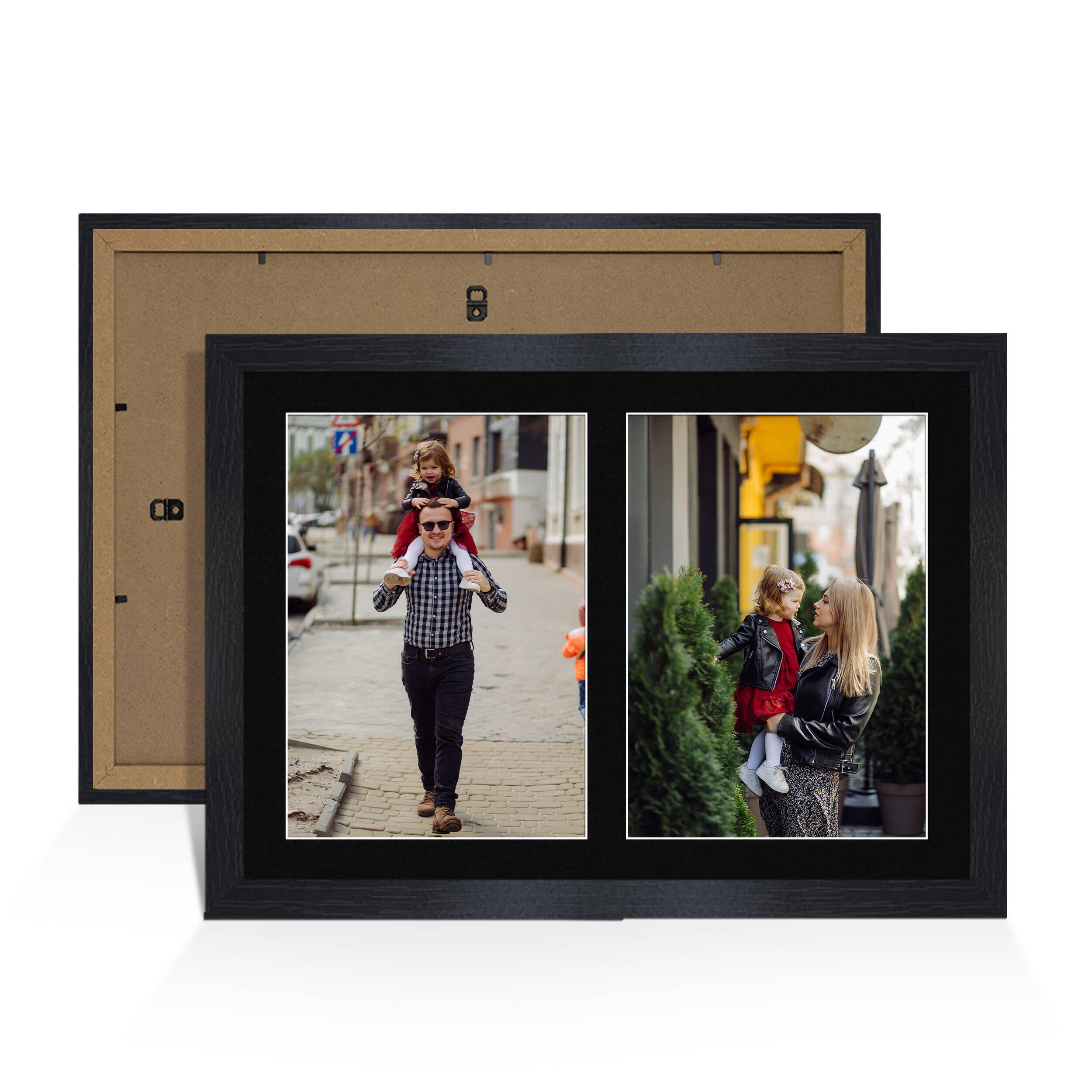Black Colour Multi Aperture Photo Frame A4 (x2) Pictures – Collage Wall Frame For Family Photos – 20x14 Picture Frame Size