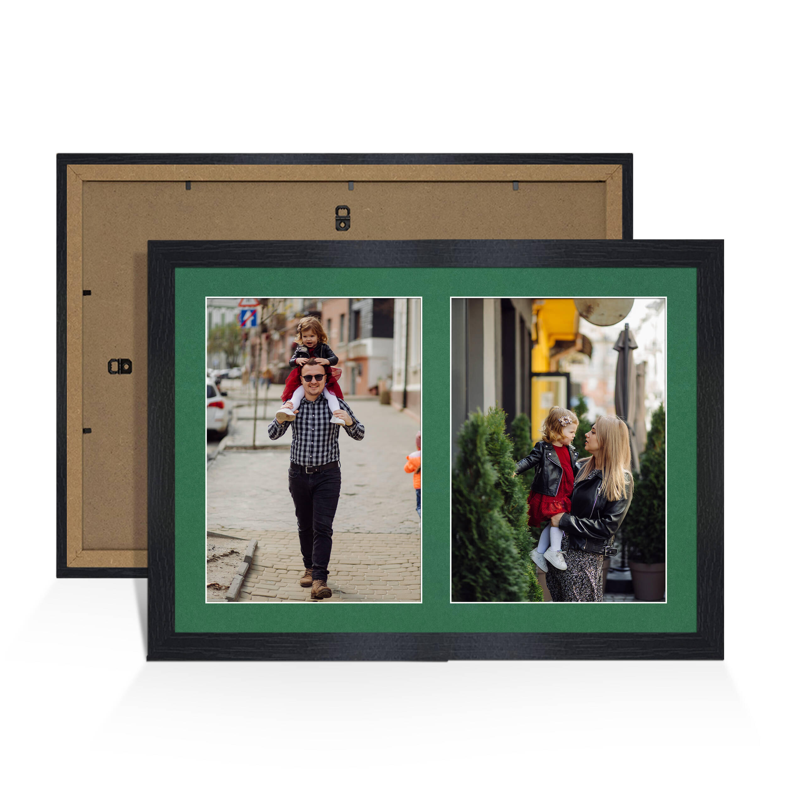 Black Colour Multi Aperture Photo Frame A4 (x2) Pictures – Collage Wall Frame for Family Photos – 20x14 Picture Frame Size