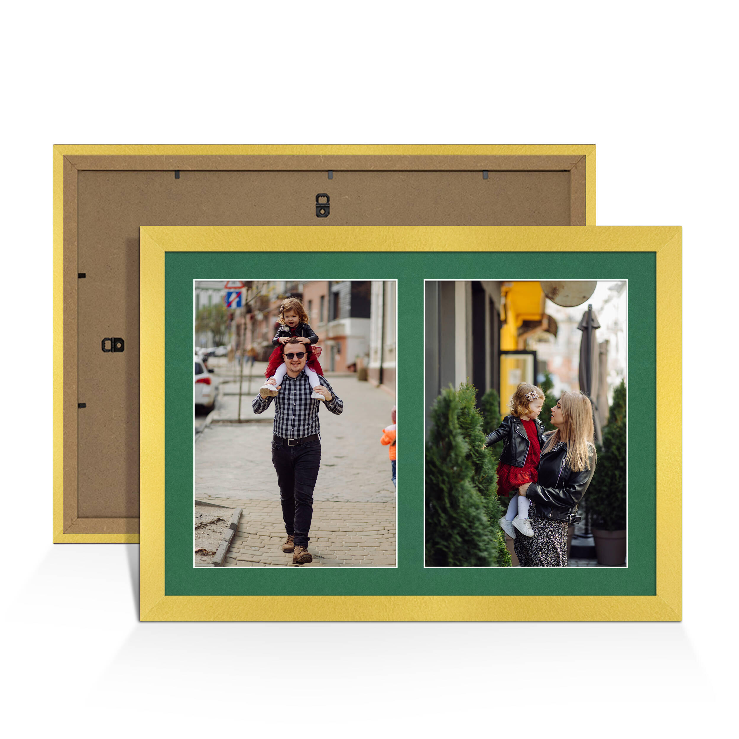 Gold Colour Multi Aperture Photo Frame A4 (x2) Pictures – Collage Wall Frame For Family Photos – 20x14 Picture Frame Size