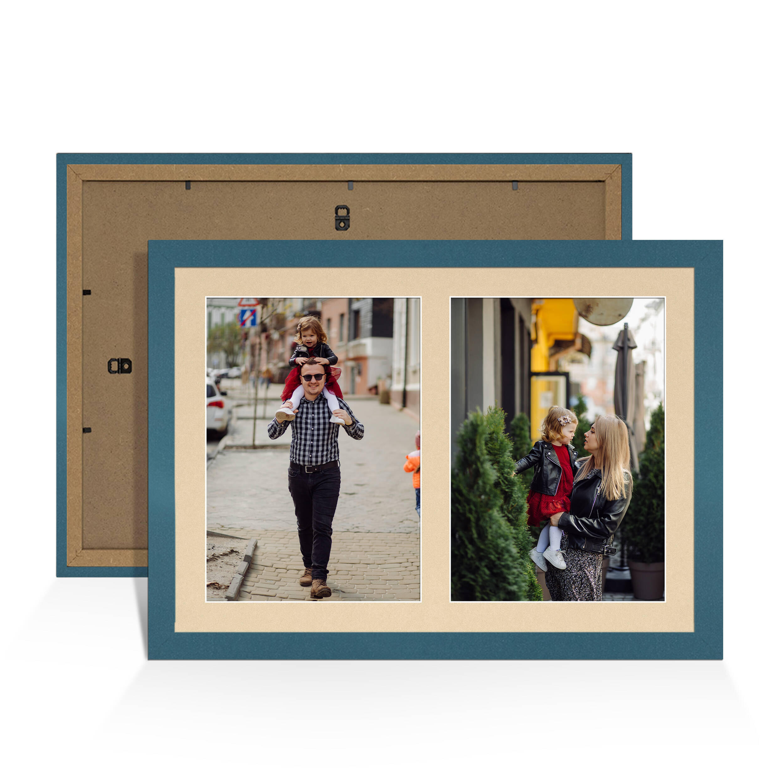 Navy Blue Colour Multi Aperture Photo Frame A4 (x2) Pictures – Collage Wall Frame For Loved Ones Photos – 20x14 Frame Size