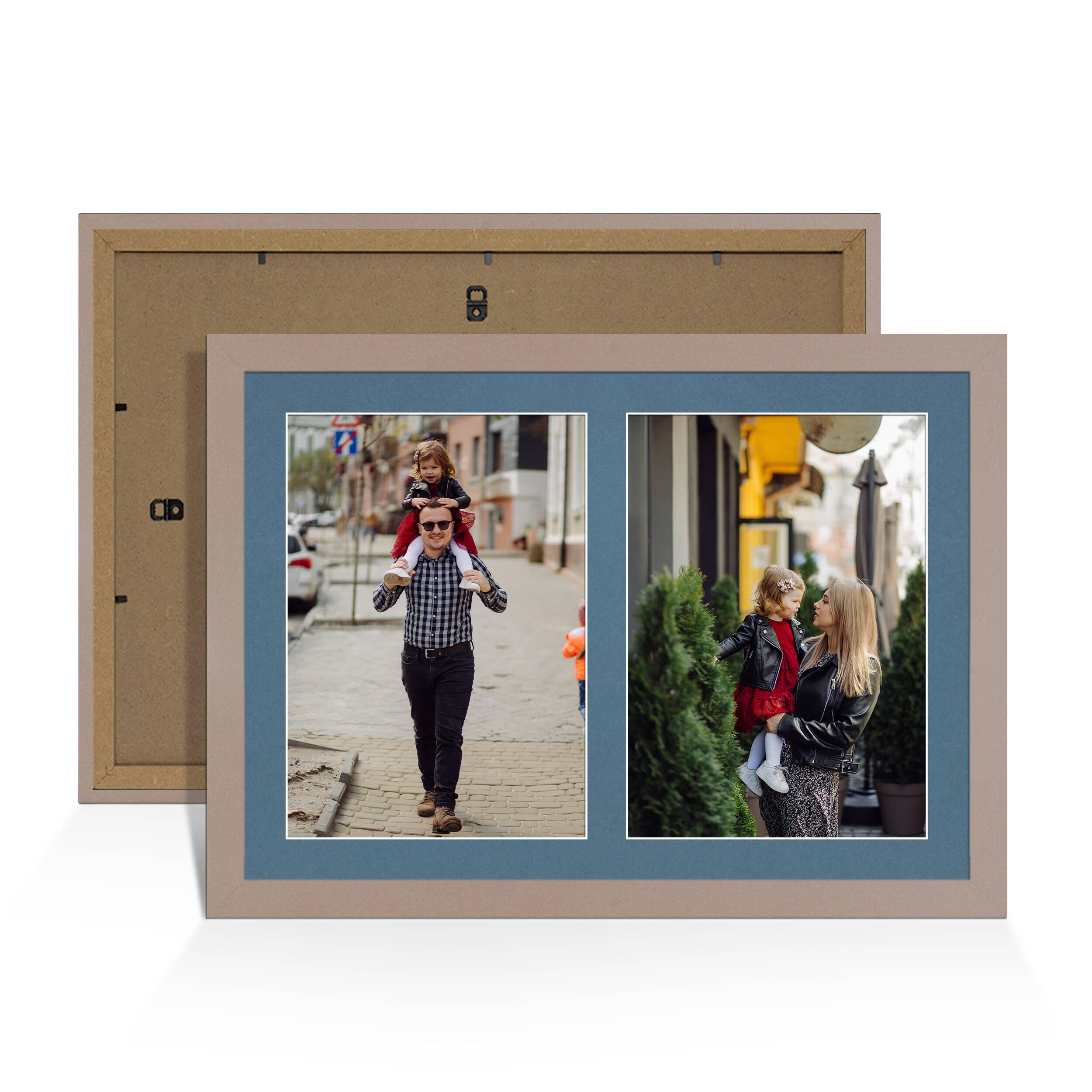Rose Gold Colour Multi Aperture Photo Frame A4 (x2) Pictures – Collage Wall Frame for Family Photos – 20x14 Picture Frame Size