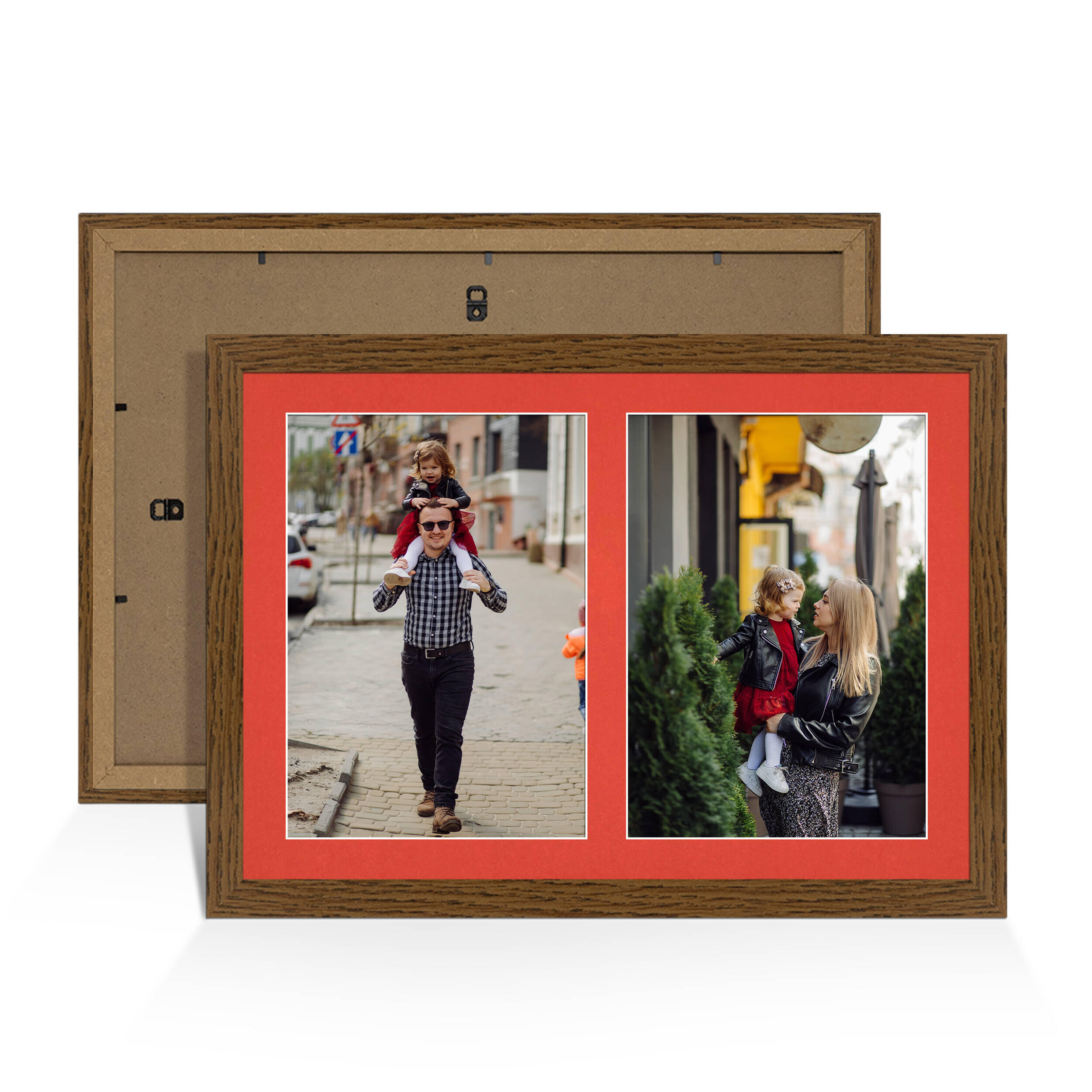 Dark Oak Colour Multi Aperture Photo Frame A4 (x2) Pictures – Collage Wall Frame For Family Photos – 20x14 Picture Frame Size