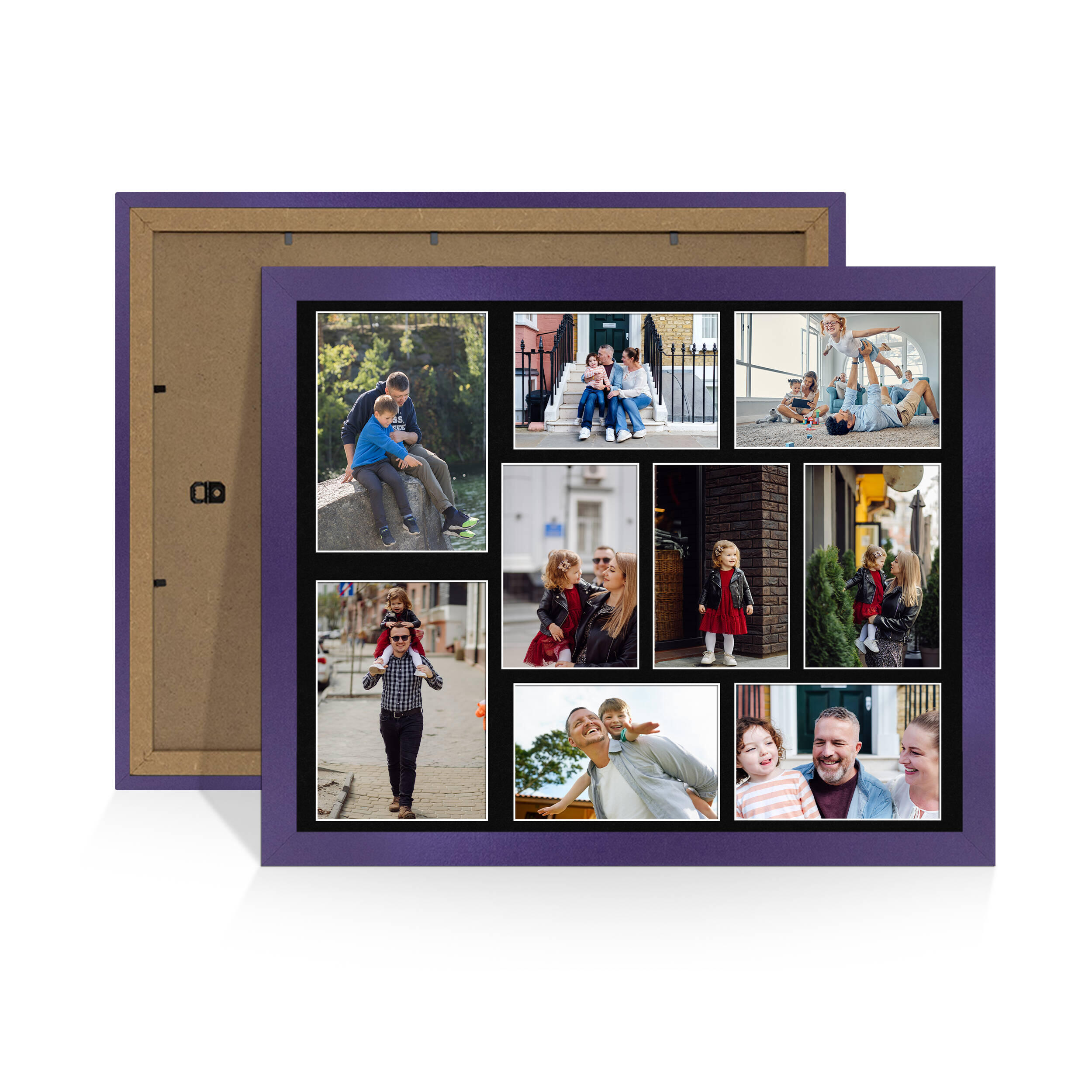 Purple Colour Multi Aperture Photo Frame 7X5 (x2) and 6X4 (x7) Pictures – Collage Wall Frame For Loved Ones Photos – 20x16 Frame Size