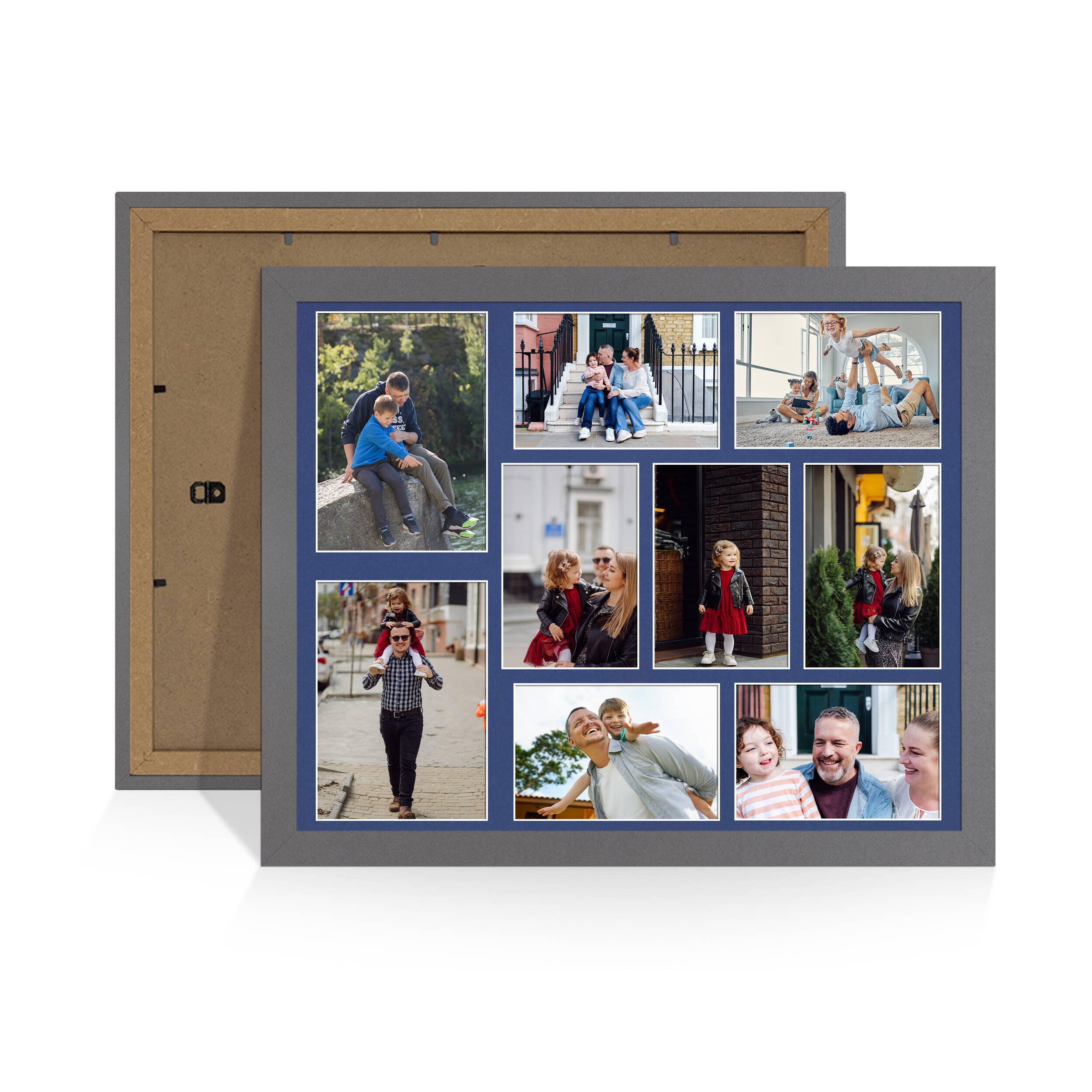 Dark Grey Colour Multi Aperture Photo Frame 7X5 (x2) and 6X4 (x7) Pictures – Collage Wall Frame For Loved Ones Photos – 20x16 Frame Size