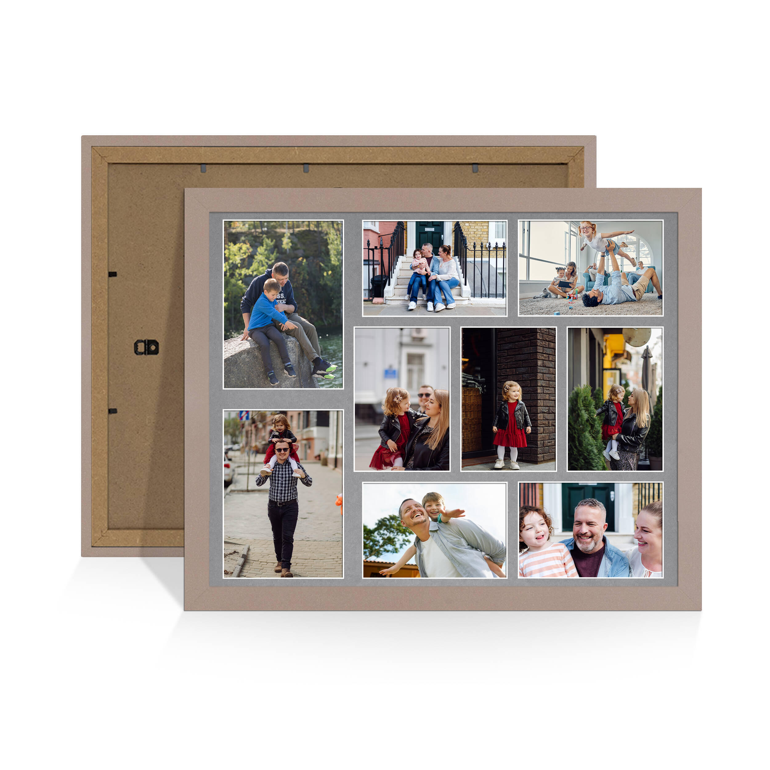 Rose Gold Colour Multi Aperture Photo Frame 7X5 (x2) and 6X4 (x7) Pictures – Collage Wall Frame For Loved Ones Photos – 20x16 Frame Size