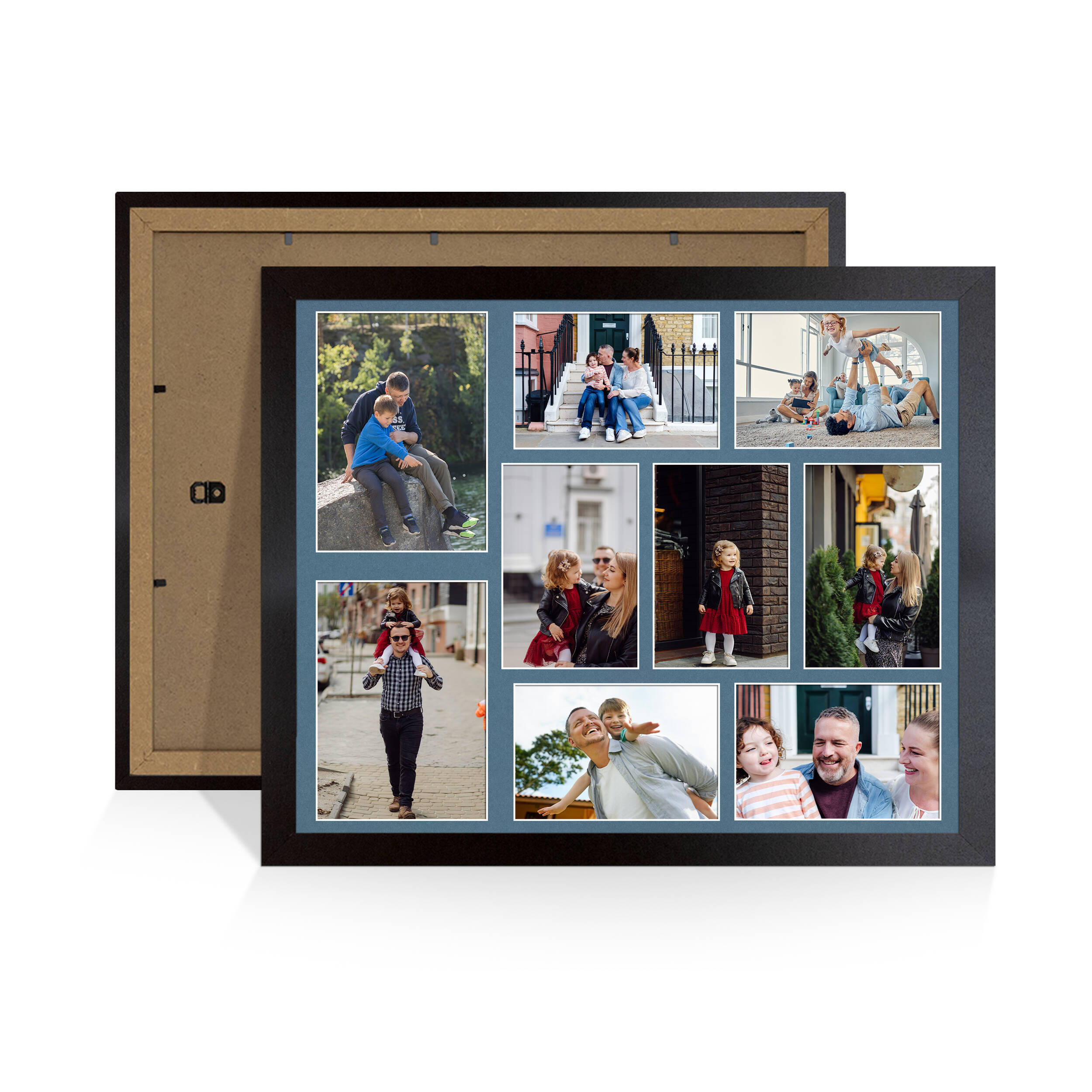 Mat Black Colour Multi Aperture Photo Frame 7X5 (x2) and 6X4 (x7) Pictures – Collage Wall Frame For Loved Ones Photos – 20x16 Frame Size