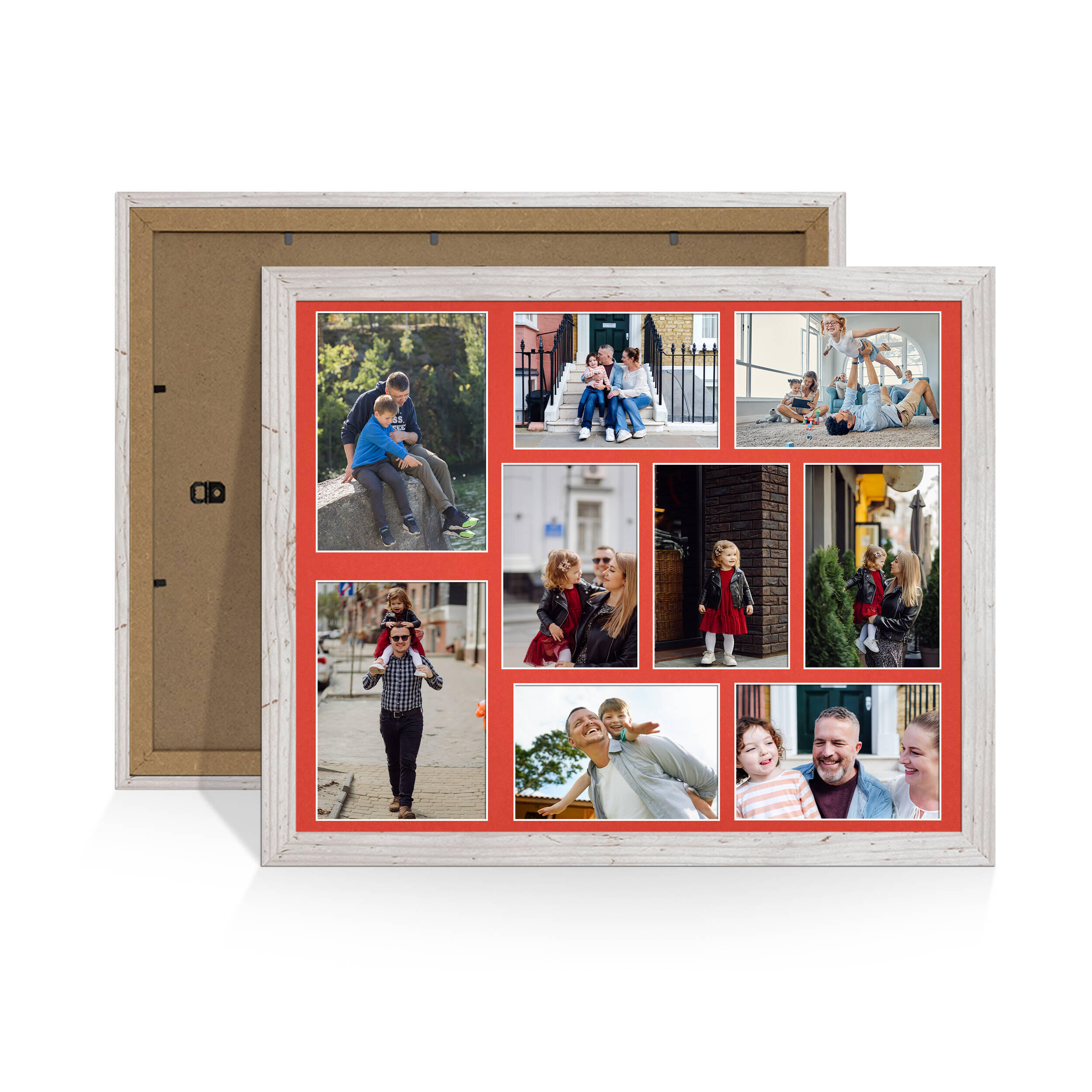 White Rustic Colour Multi Aperture Photo Frame 7X5 (x2) and 6X4 (x7) Pictures – Collage Wall Frame For Loved Ones Photos – 20x16 Frame Size