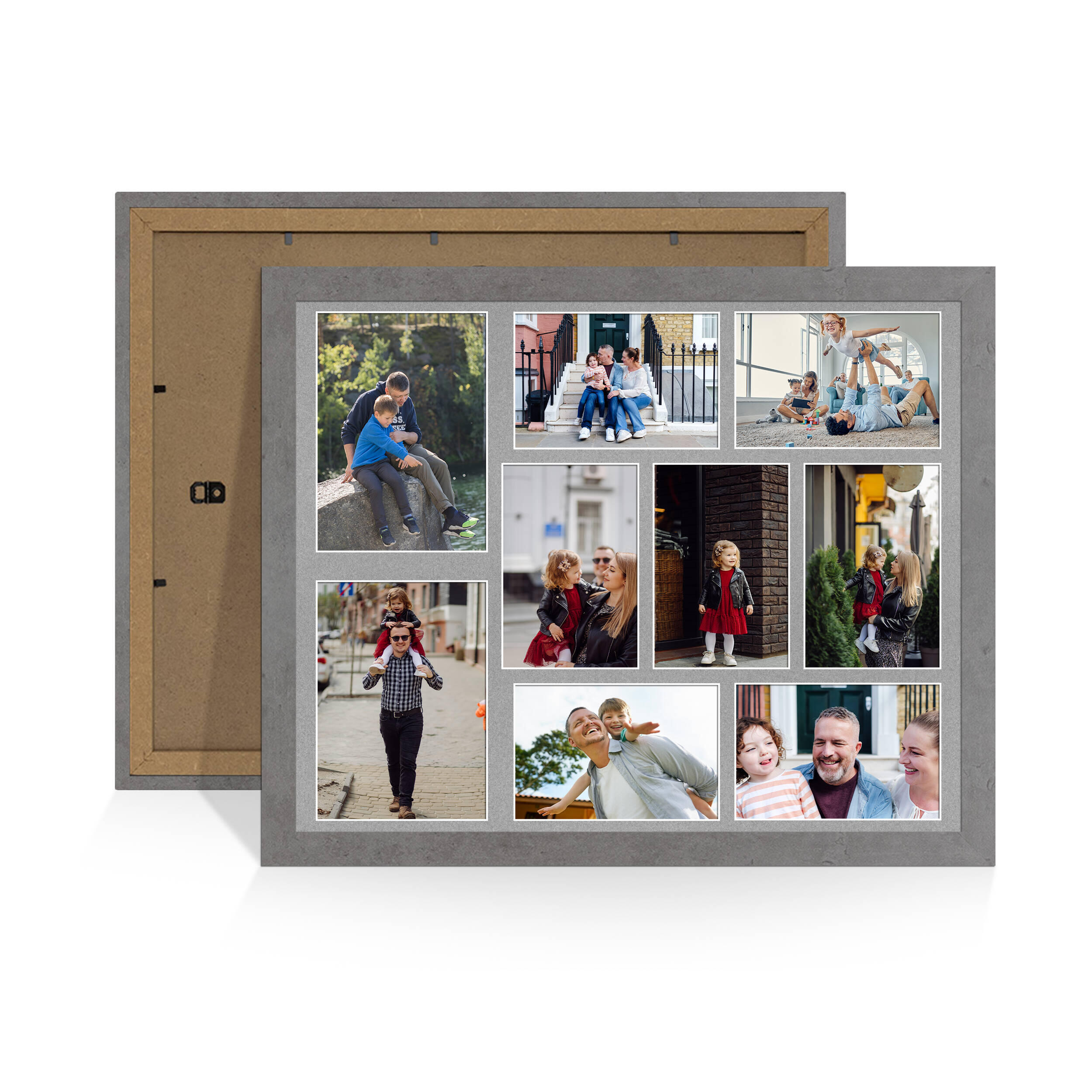 Grey Marble Colour Multi Aperture Photo Frame 7X5 (x2) and 6X4 (x7) Pictures – Collage Wall Frame for Family Photos – 20x16 Picture Frame Size
