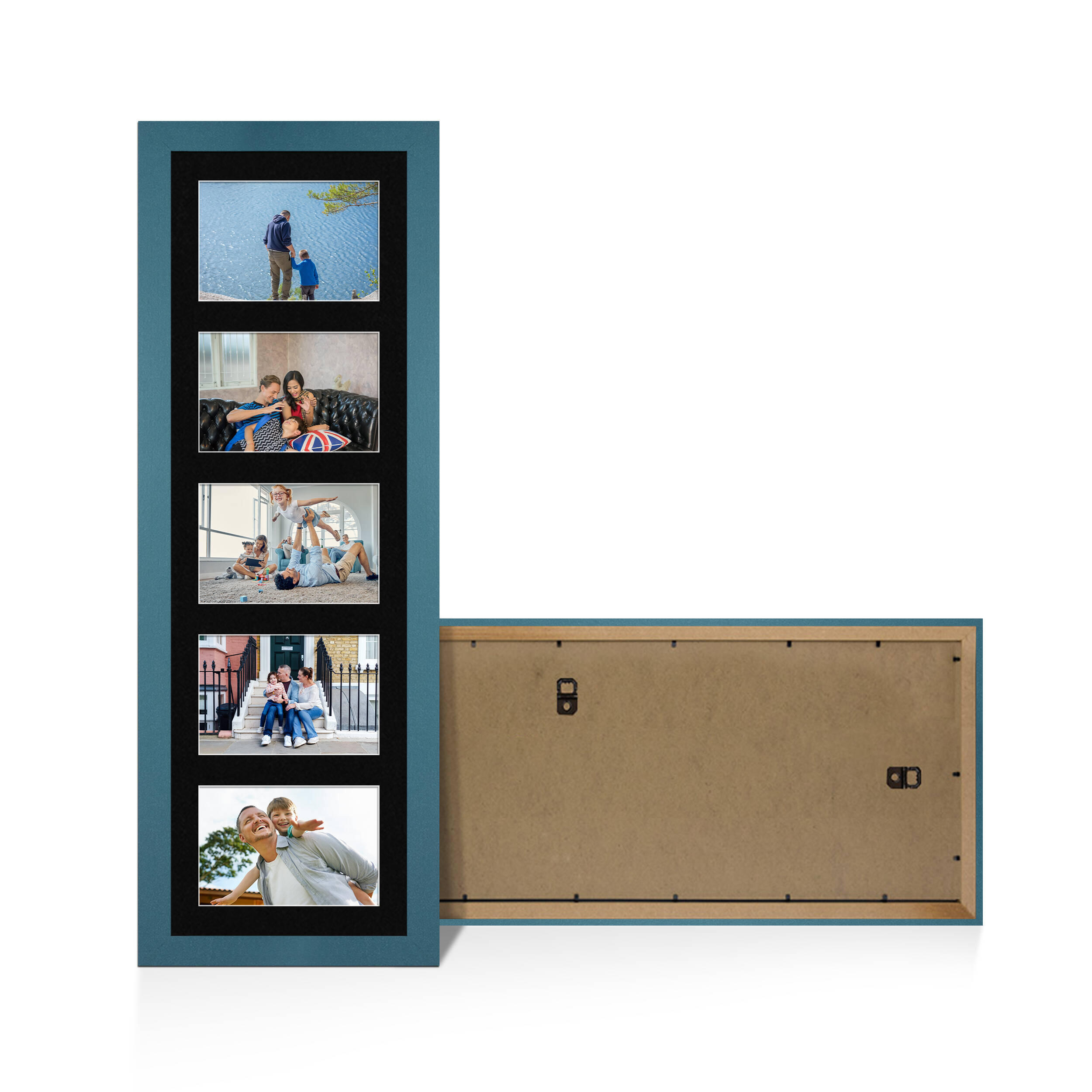 Navy Blue Colour Multi Aperture Photo Frame 6X4 (x5) Pictures – Collage Wall Frame For Family Photos – 26x8 Picture Frame Size