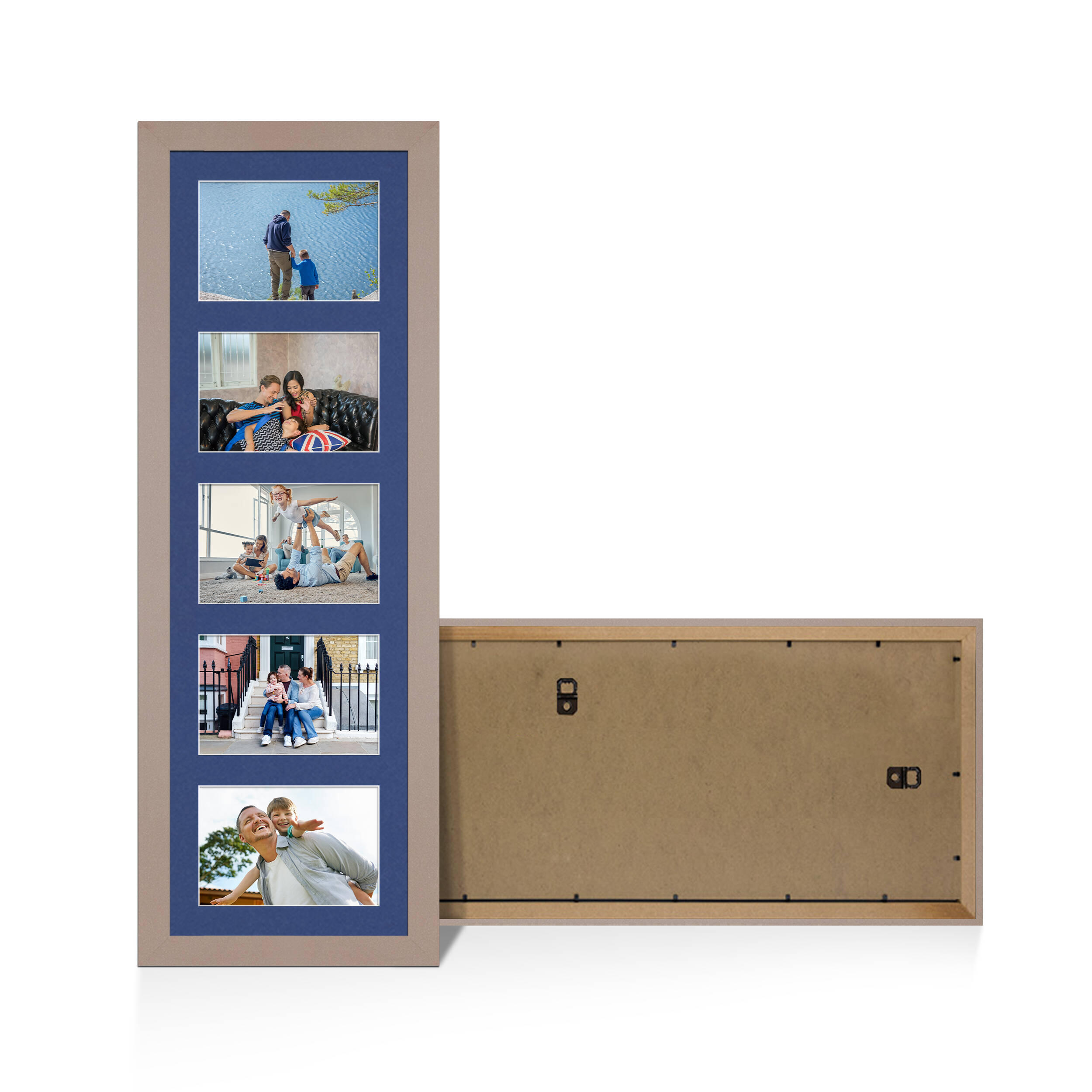 Rose Gold Colour Multi Aperture Photo Frame 6X4 (x5) Pictures – Collage Wall Frame For Loved Ones Photos – 26x8 Frame Size
