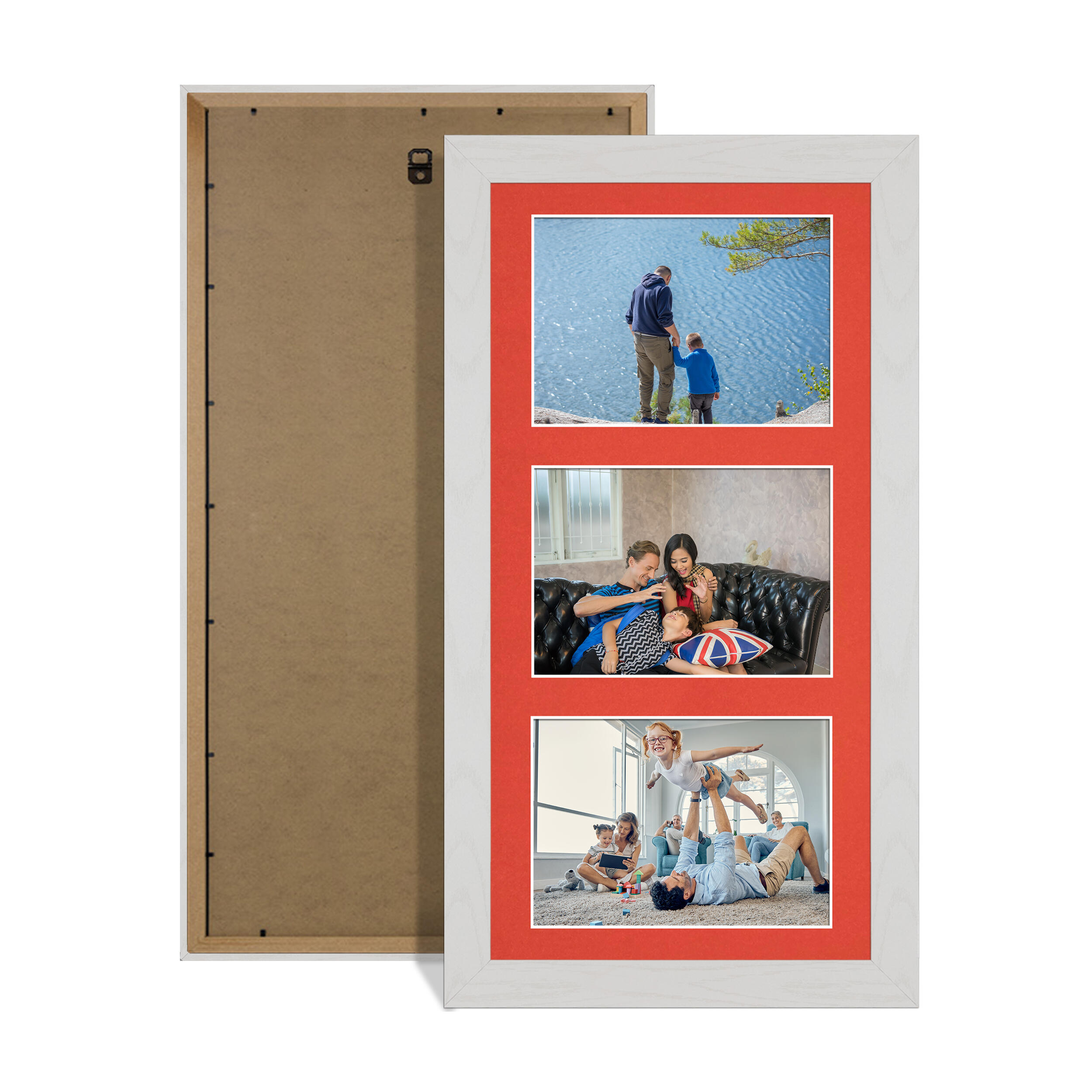 White Ash Colour Multi Aperture Photo Frame 6X4 (x3) Pictures – Collage Wall Frame For Loved Ones Photos – 40x20cm Frame Size