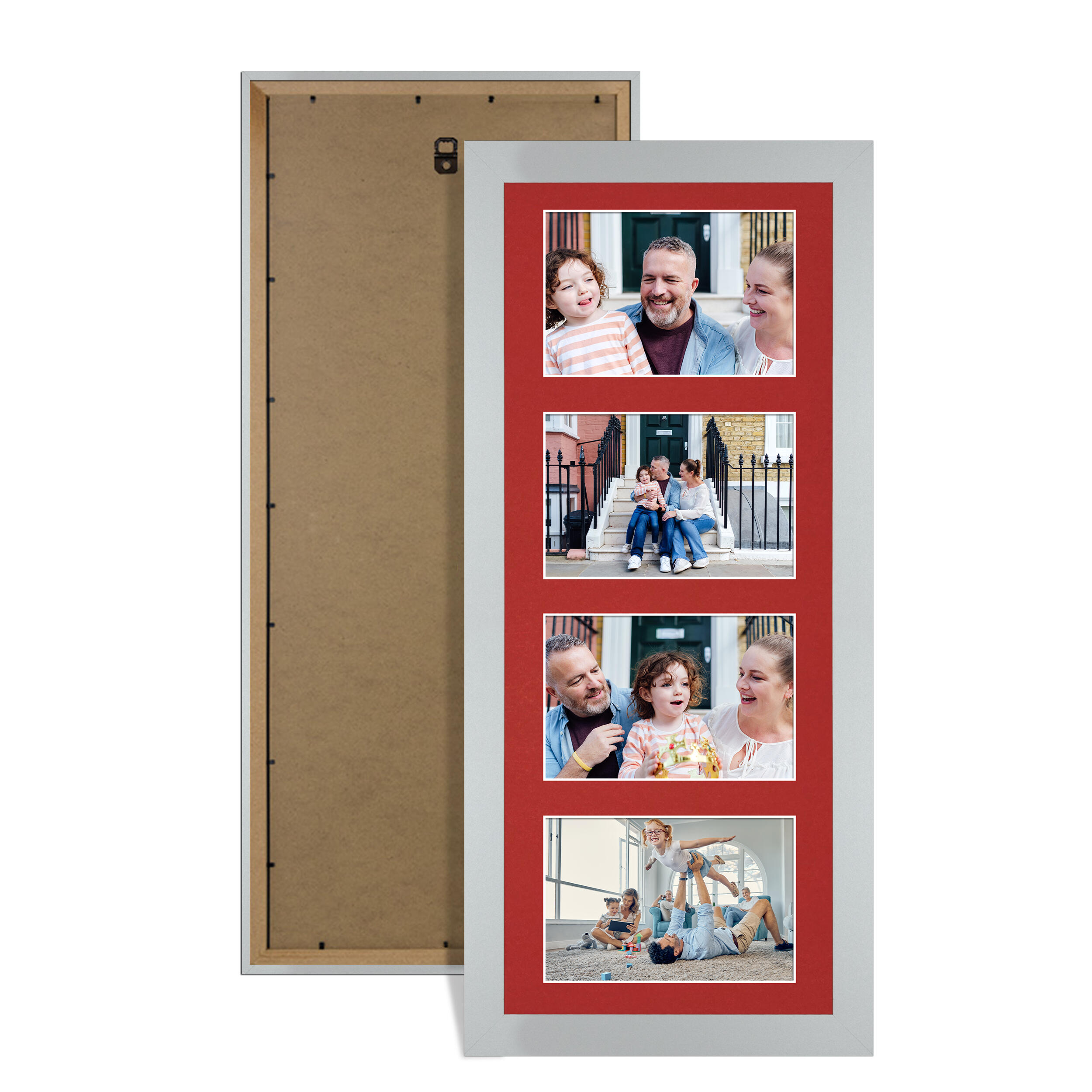Silver Colour Multi Aperture Photo Frame 6X4 (x4) Pictures – Collage Wall Frame for Family Photos – 50x20cm Picture Frame Size